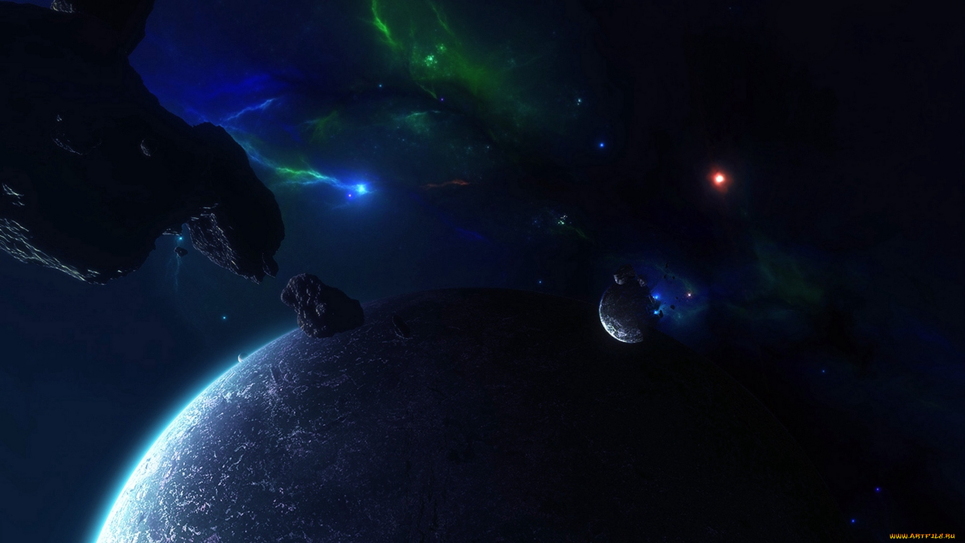 космос, арт, планета, вселенная, галактика, звезды