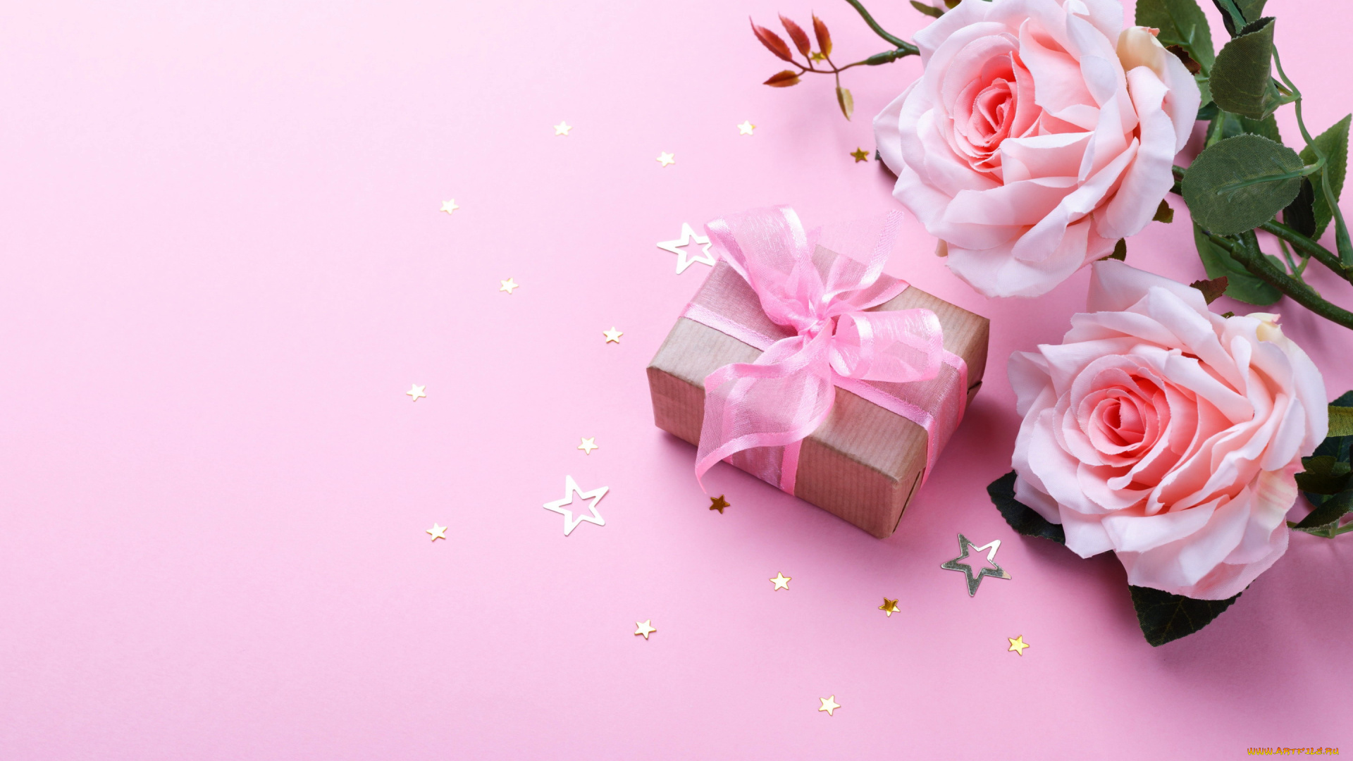 праздничные, подарки, и, коробочки, звездочки, подарок, розы