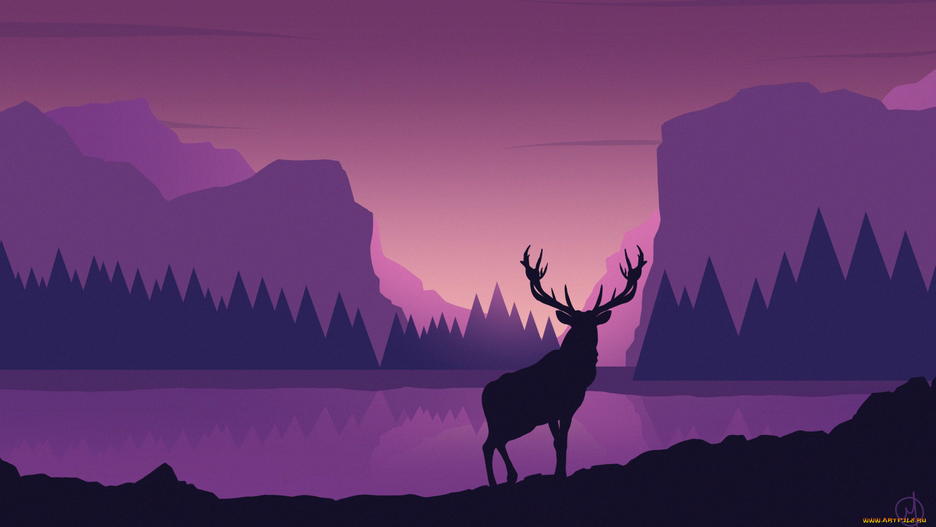 векторная, графика, животные, , animals, олень