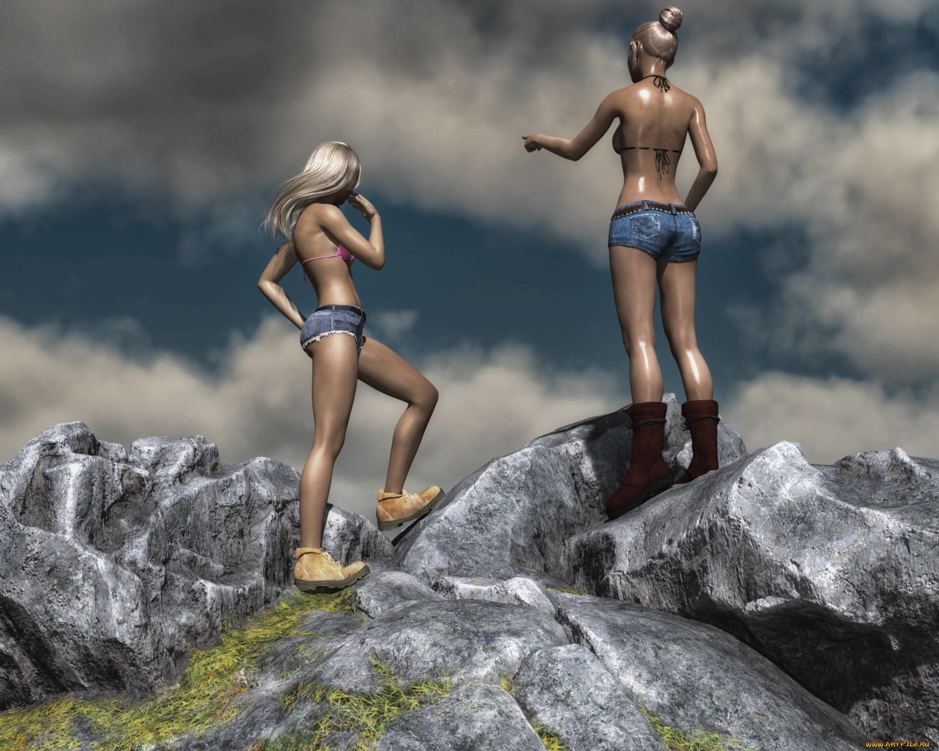 3д, графика, люди, , people, фон, взгляд, девушки