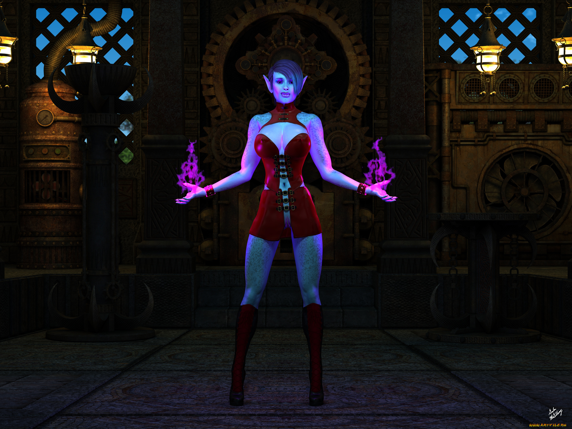 3д, графика, эльфы, , elves, взгляд, эльфийка, фон