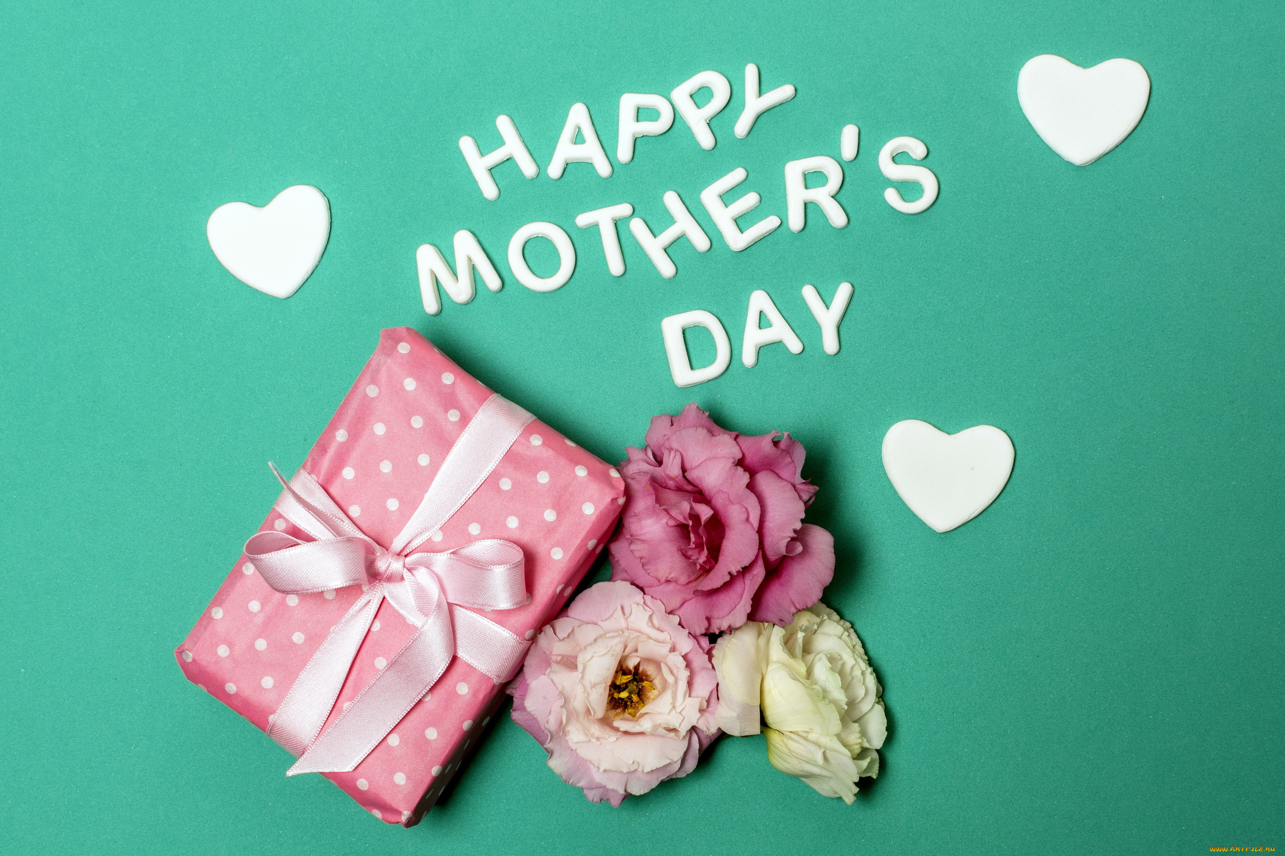 праздничные, день, матери, подарок, надпись, эустома