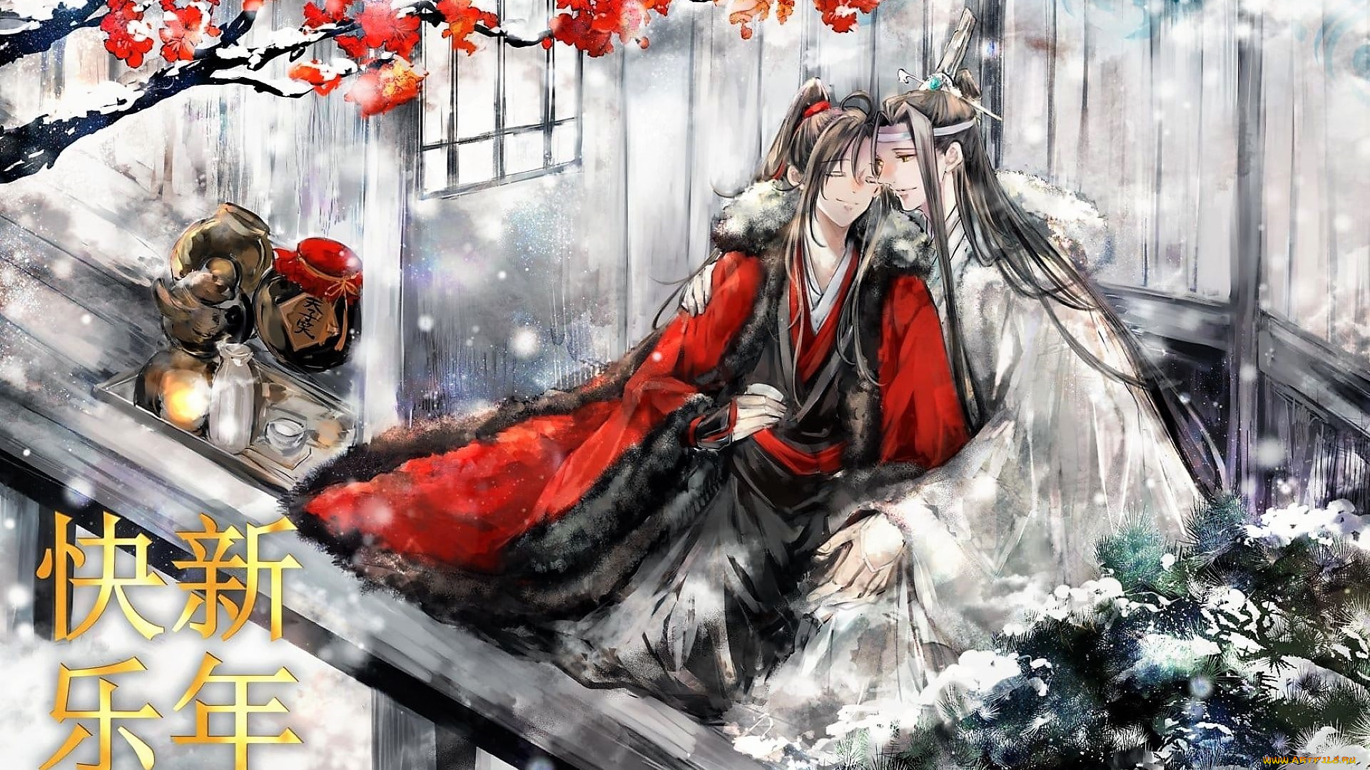 аниме, mo, dao, zu, shi, вэй, усянь, лань, ванцзы, кувшины, снег