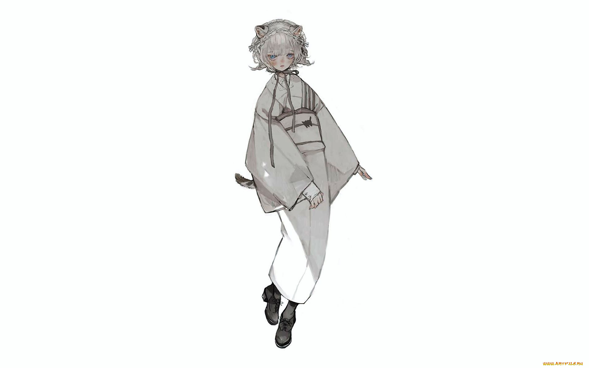 аниме, животные, , существа, девочка, неко, ушки, хвост