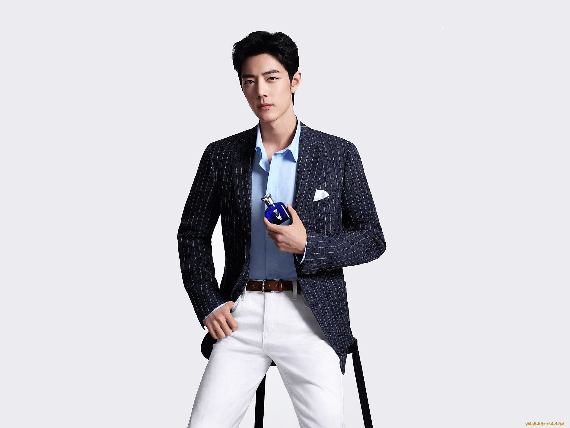 мужчины, xiao, zhan, актер, пиджак, флакон, табурет