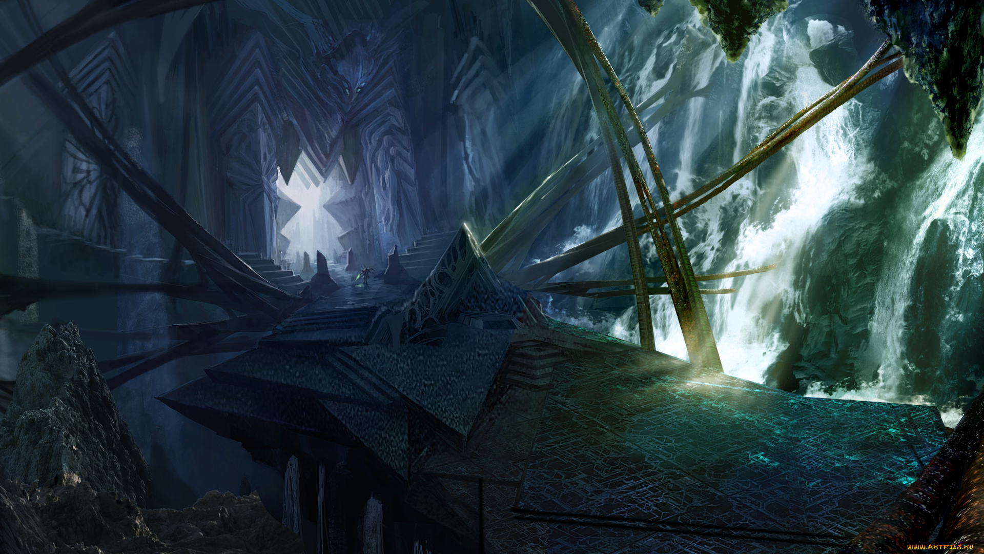 видео, игры, starcraft, ii, , wings, of, liberty, мост, замок, водопады, скалы