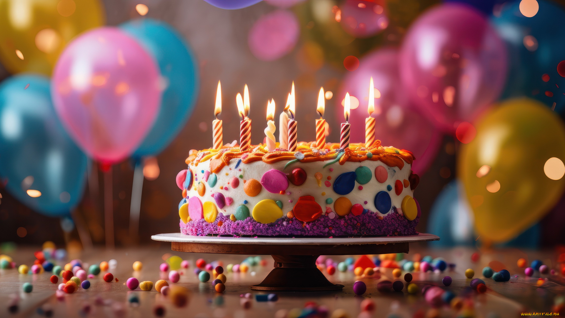 3д, графика, праздники, , holidays, день, рождения, торт, свечи