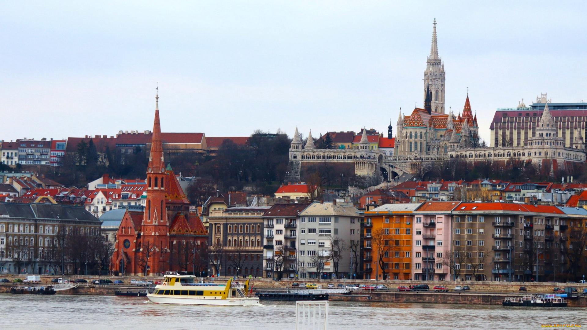 города, будапешт, , венгрия, река, панорама