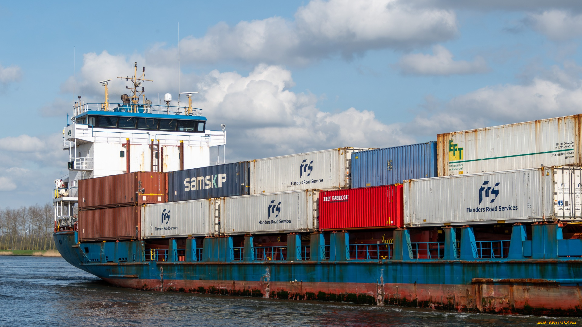 корабли, грузовые, суда, контейнеровоз