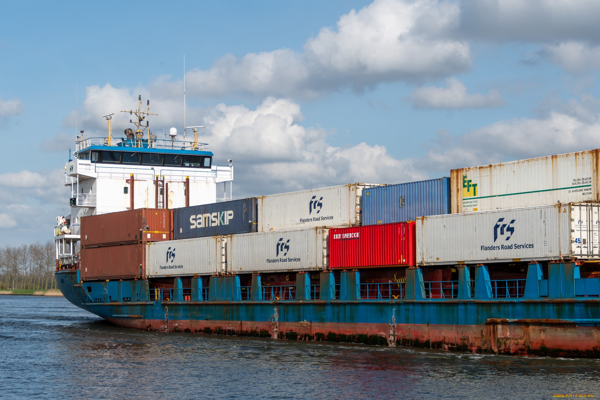 корабли, грузовые, суда, контейнеровоз