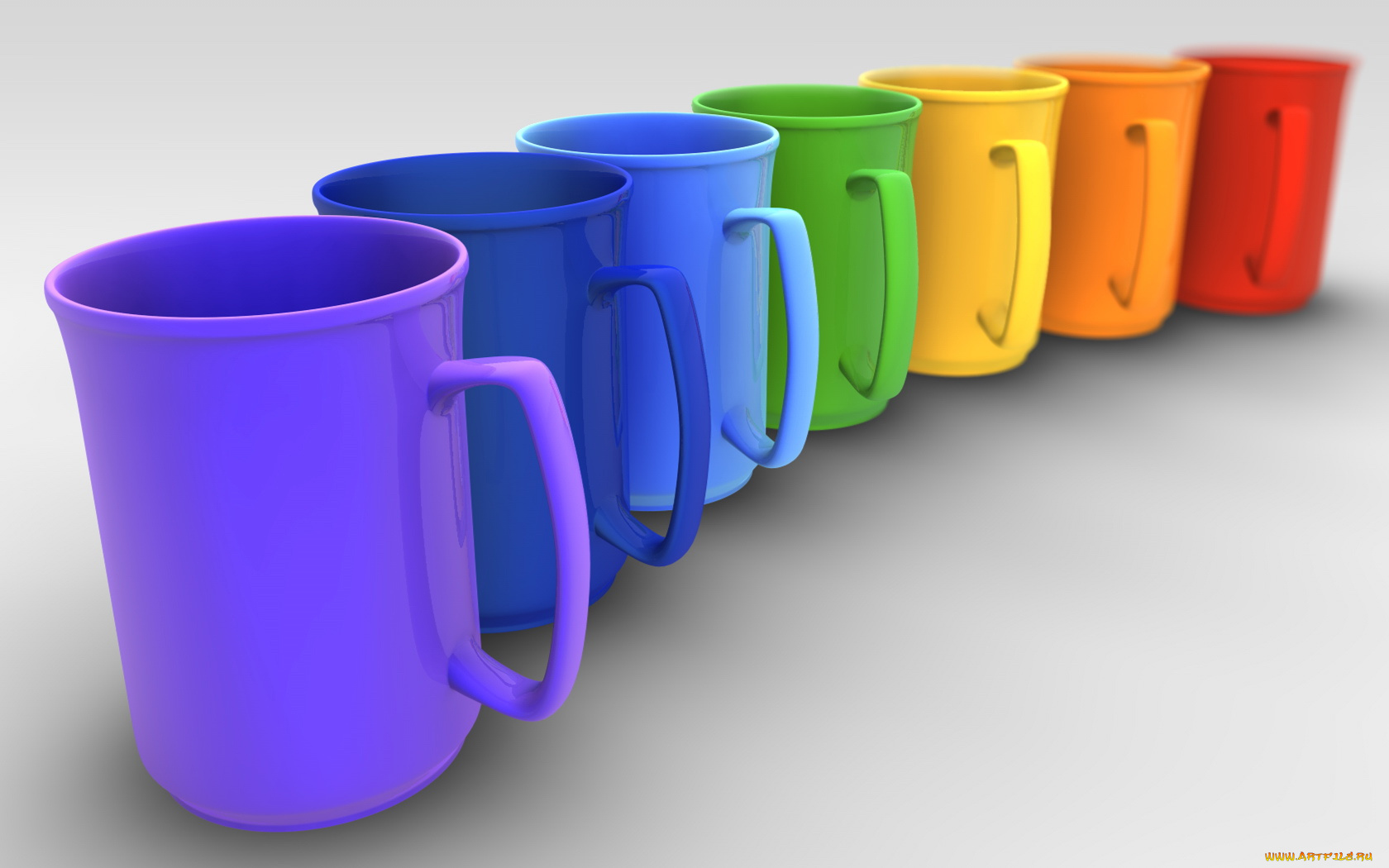 3д, графика, другое, красные, синие, чашки