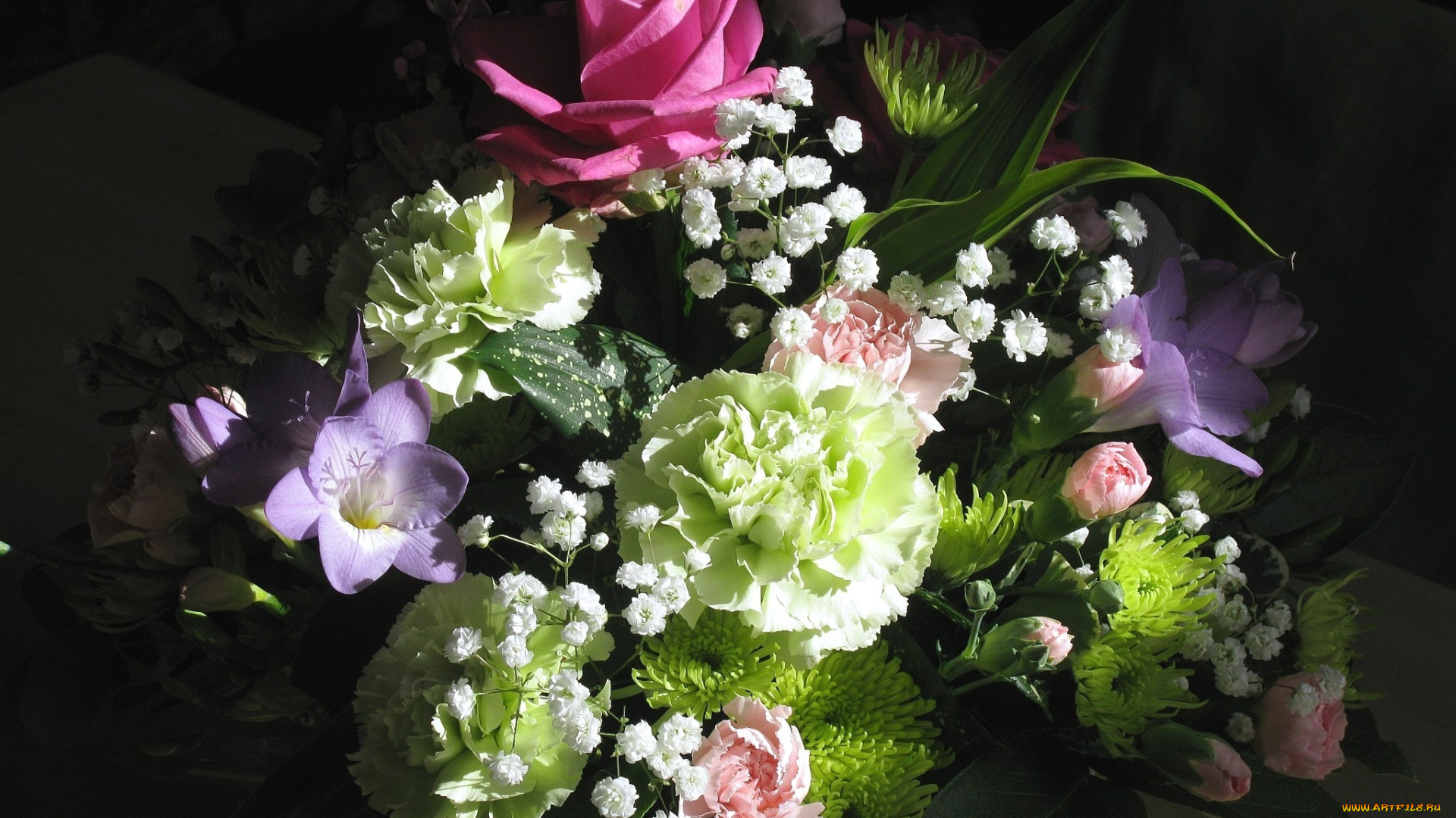 цветы, букеты, композиции, хризантема, гвоздика, роза