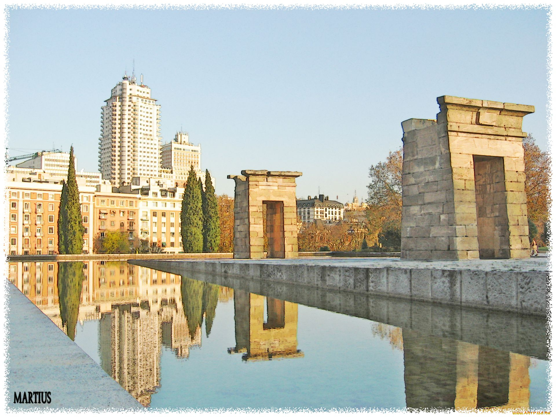 templo, de, debod, рисованные, города