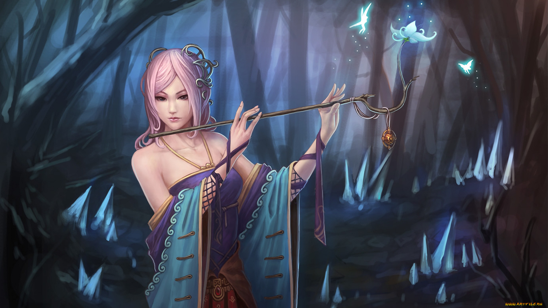 фэнтези, девушки, флейта