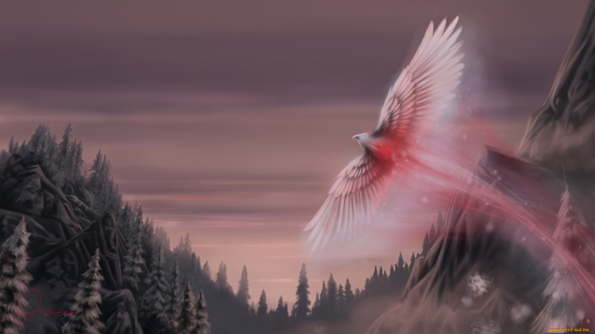 фэнтези, существа, snow, phoenix