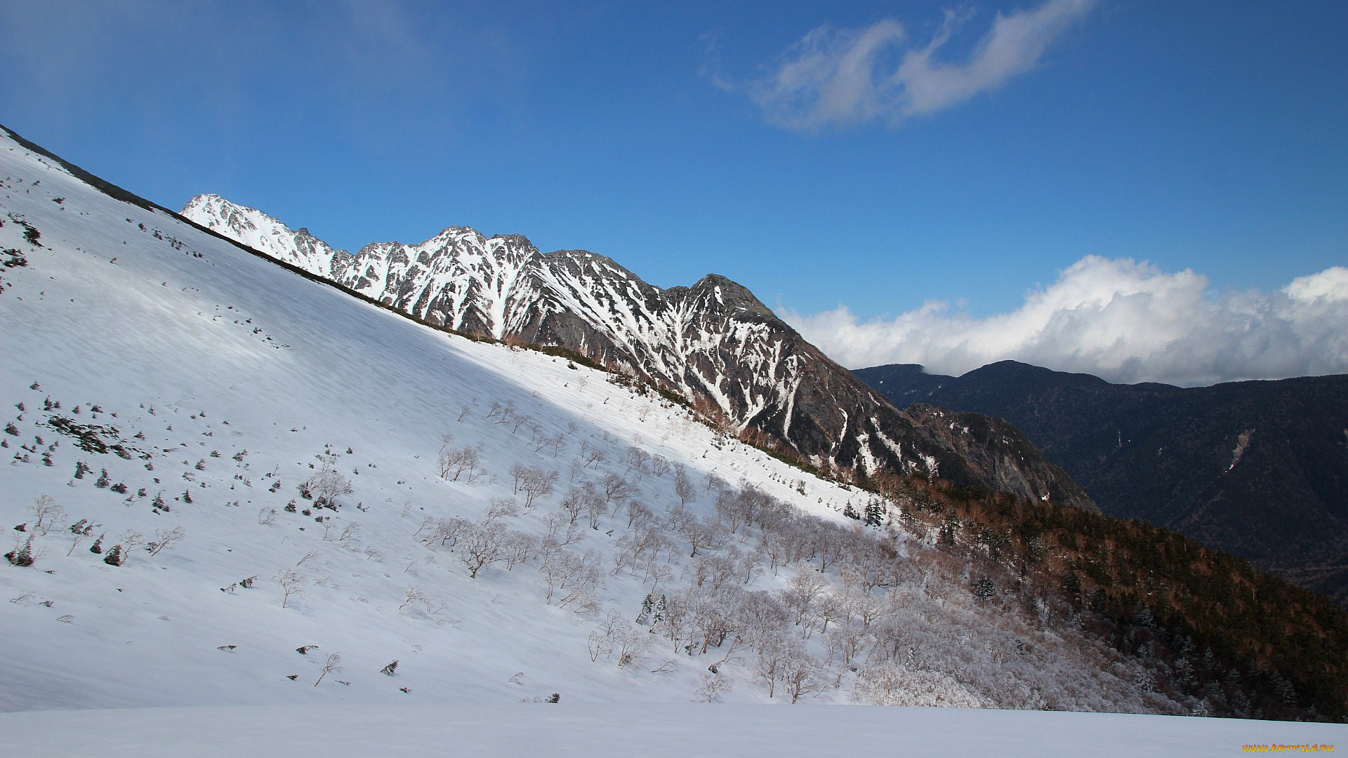 природа, горы, снег