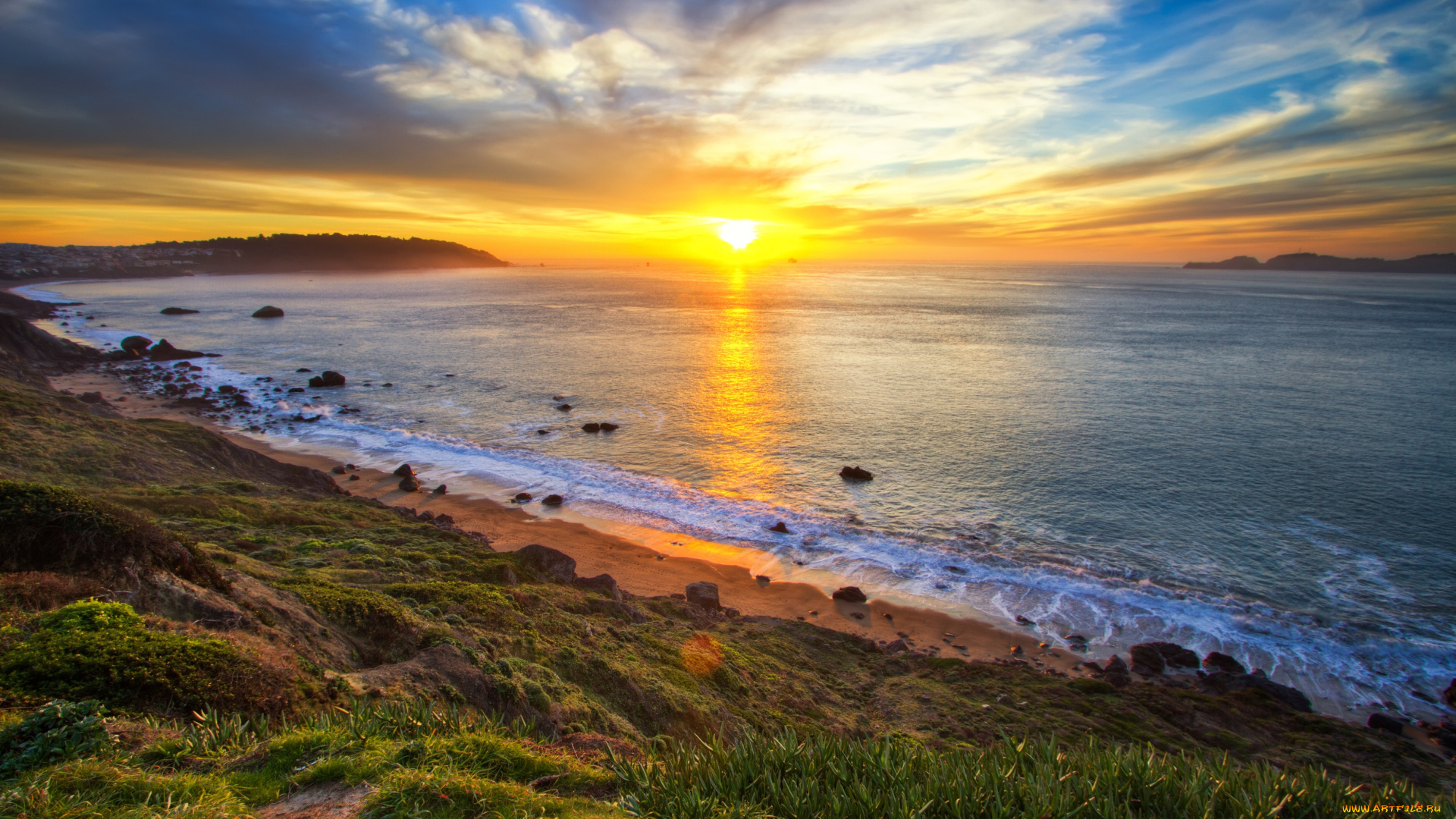 природа, восходы, закаты, солнце, небо, вода, берег