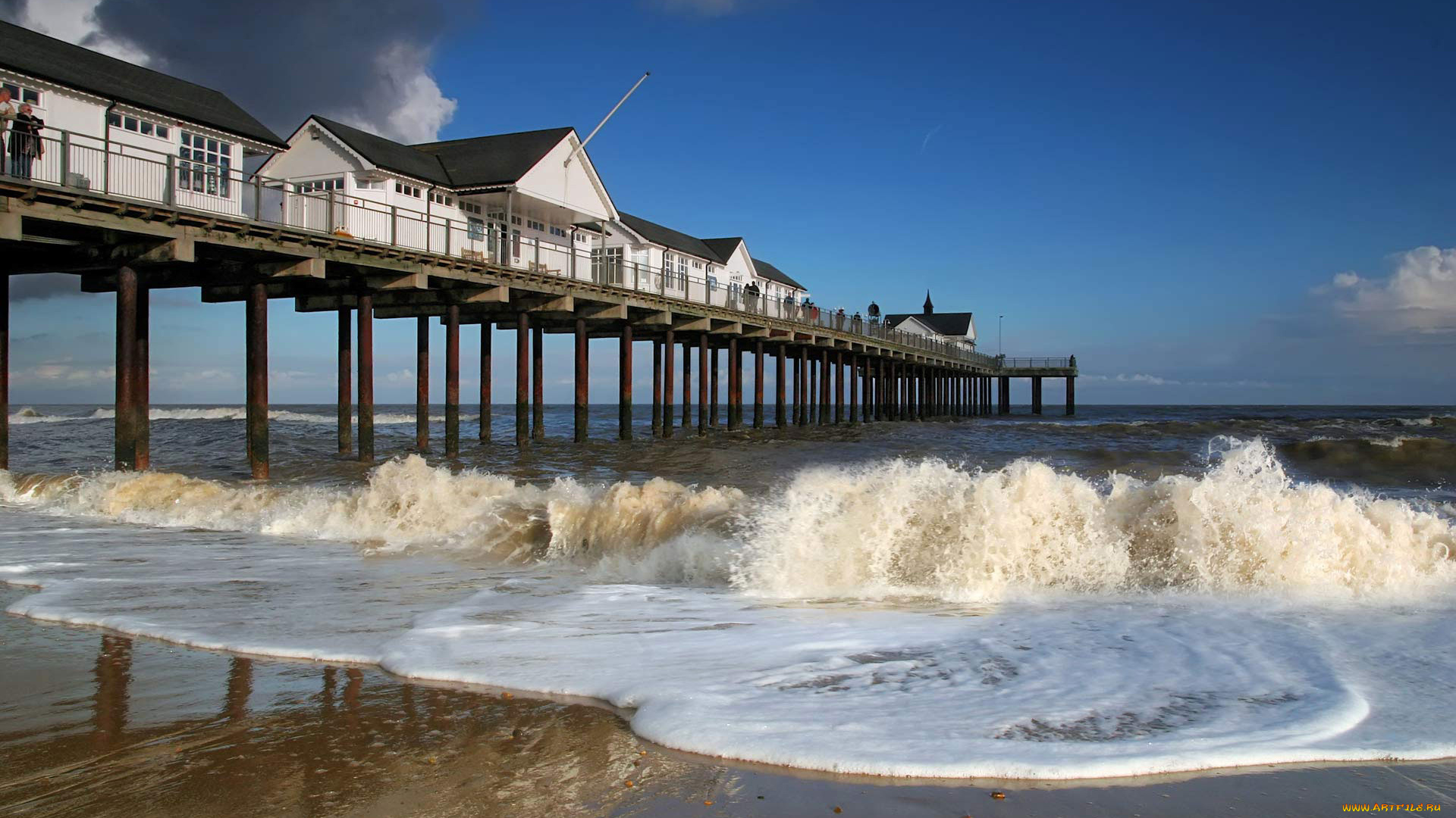 southwold, pier, surf, природа, побережье, море, пляж, коттеджи