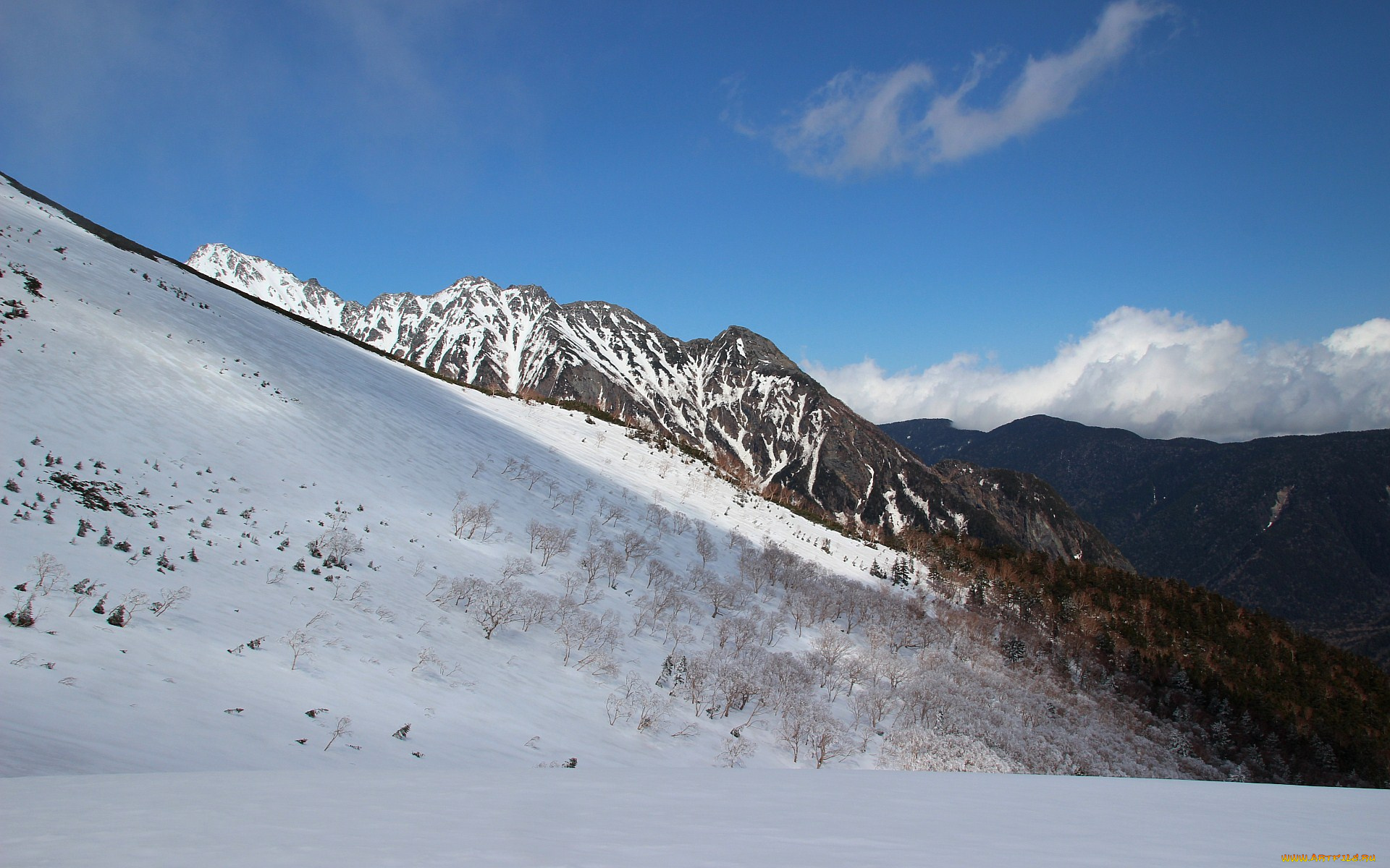 природа, горы, снег