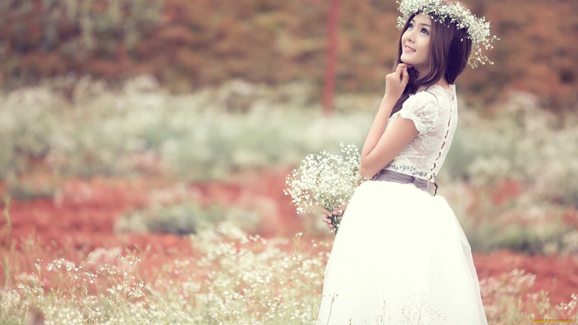 -Unsort, Азиатки, девушки, unsort, азиатки, платье, венок, настроение