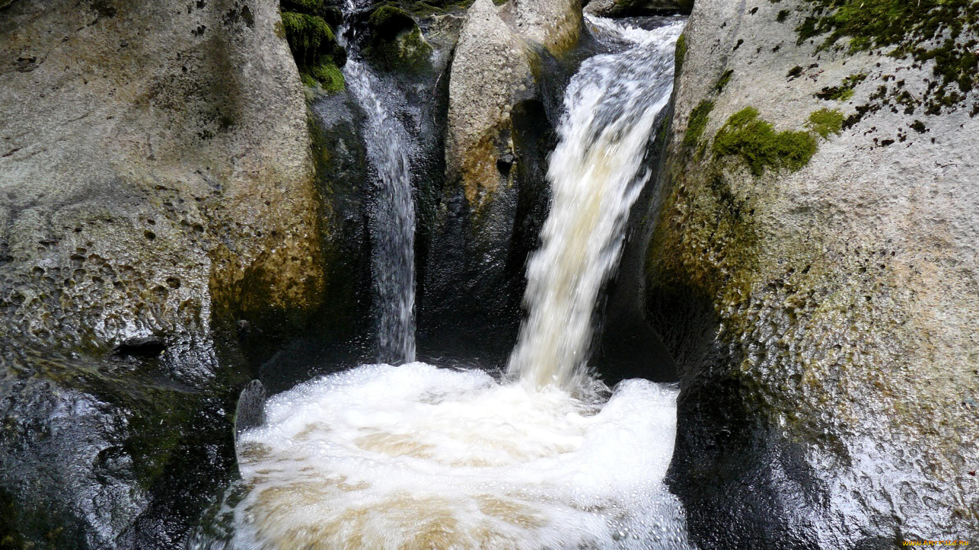 природа, водопады, расселина, камни, река, водопад