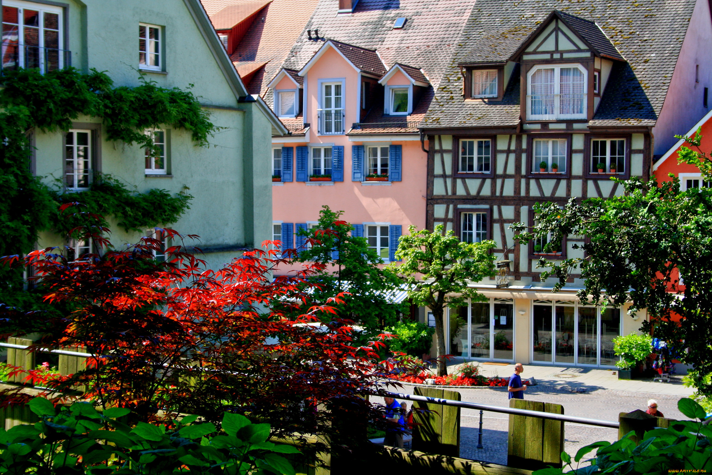 германия, меерсбург, города, улицы, площади, набережные, дома, улица, деревья