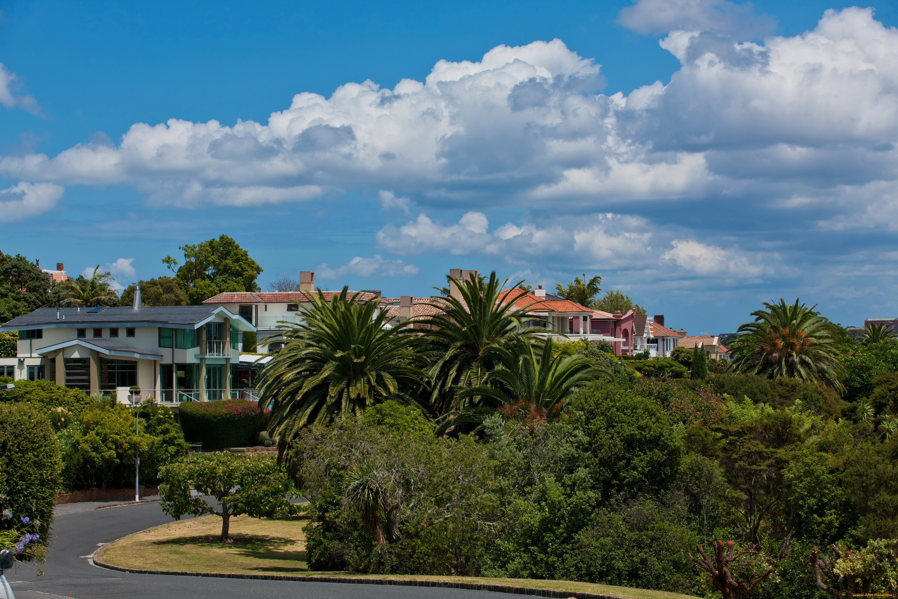 новая, зеландия, окленд, города, пейзажи, дома, улица, ландшафт