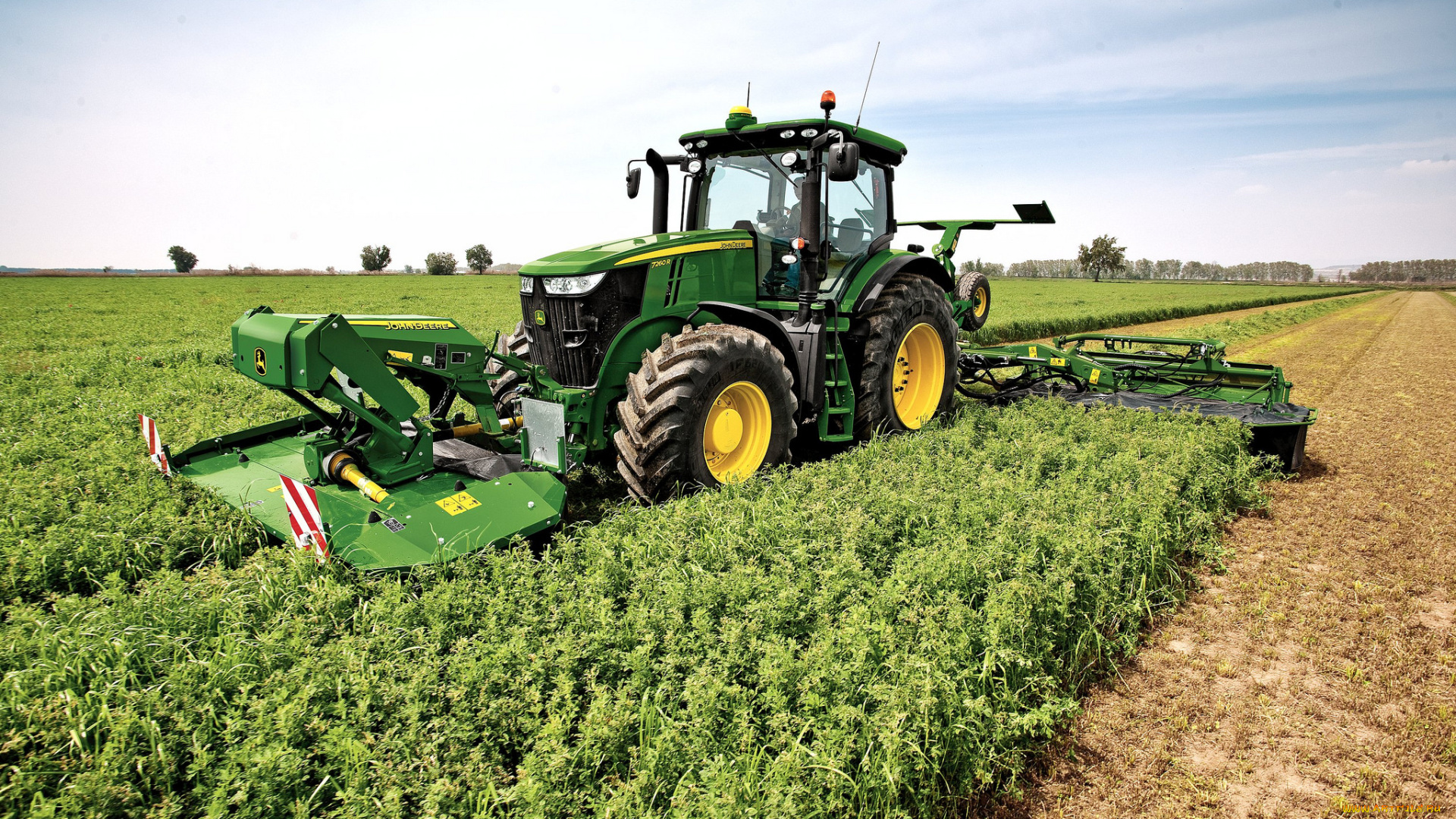 john, deere, 7r, техника, тракторы, поле, уборочная, трактор