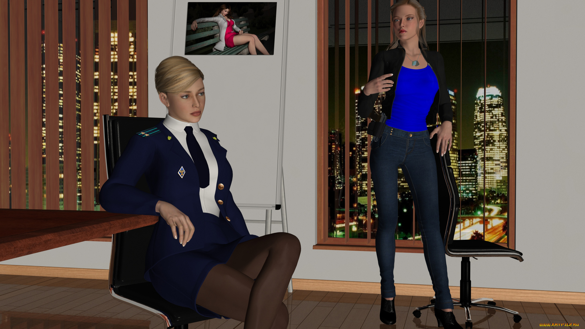 reporter, 3д, графика, люди, , people, девушки, допрос, прокурор