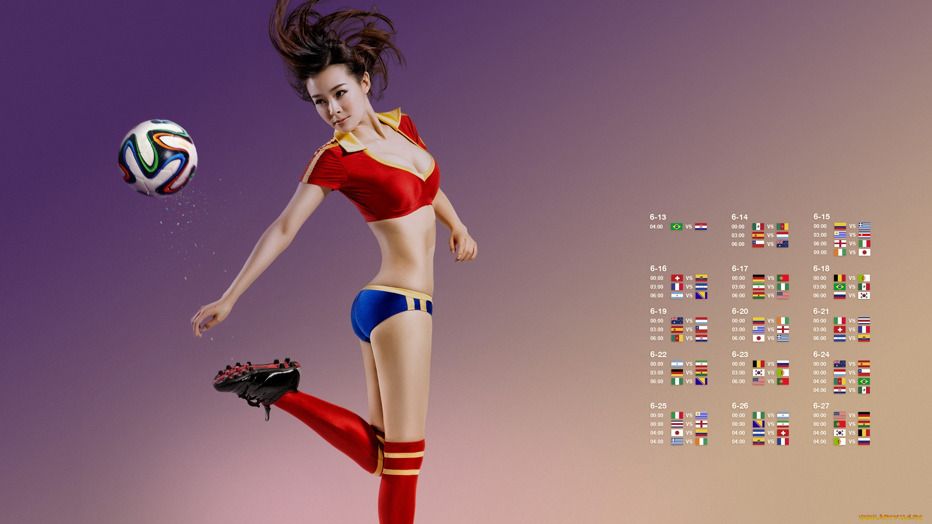спорт, футбол, девушка, мяч, азиатка, фон