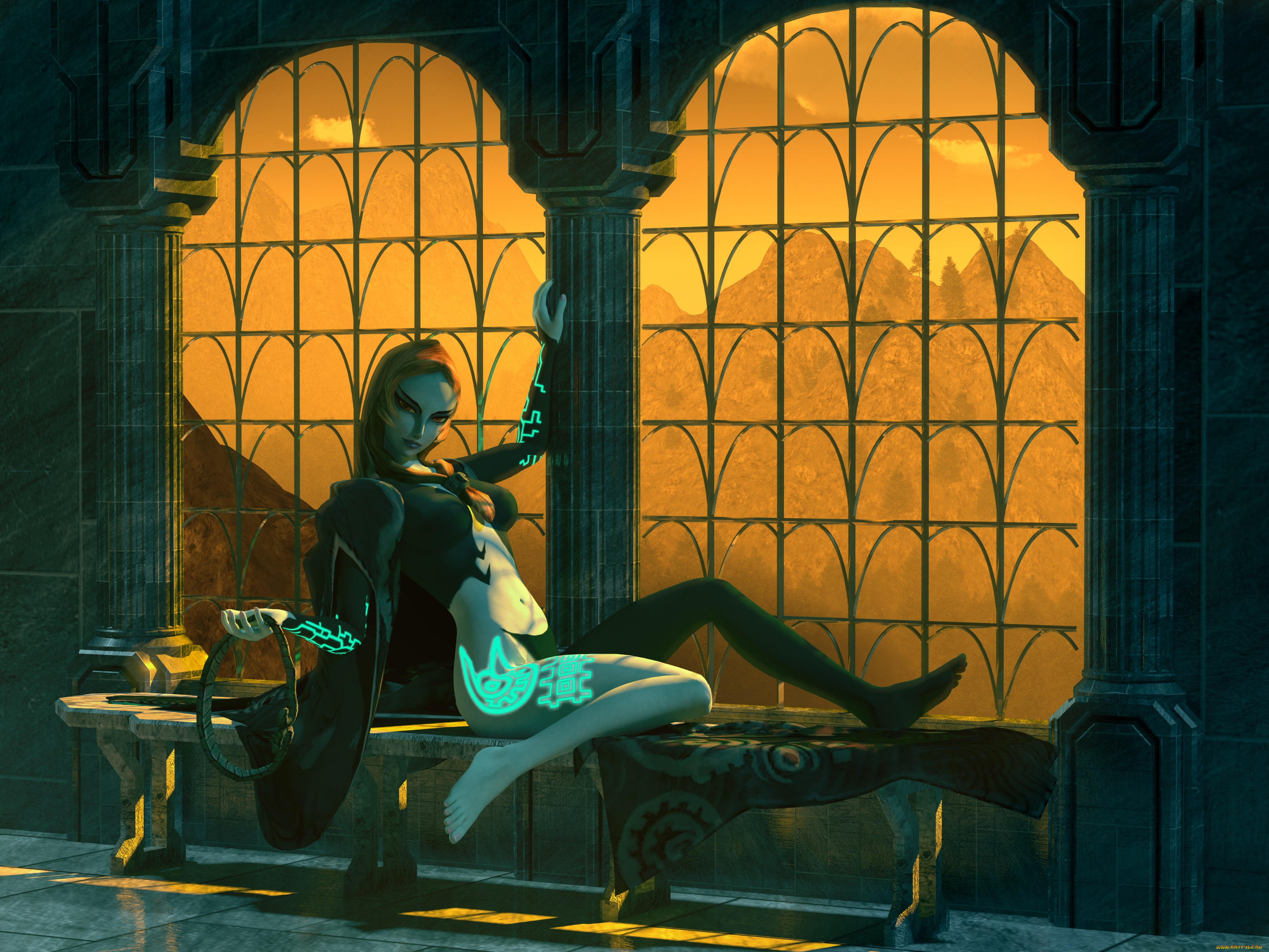 3д, графика, эльфы, , elves, окно, взгляд, эльфийка