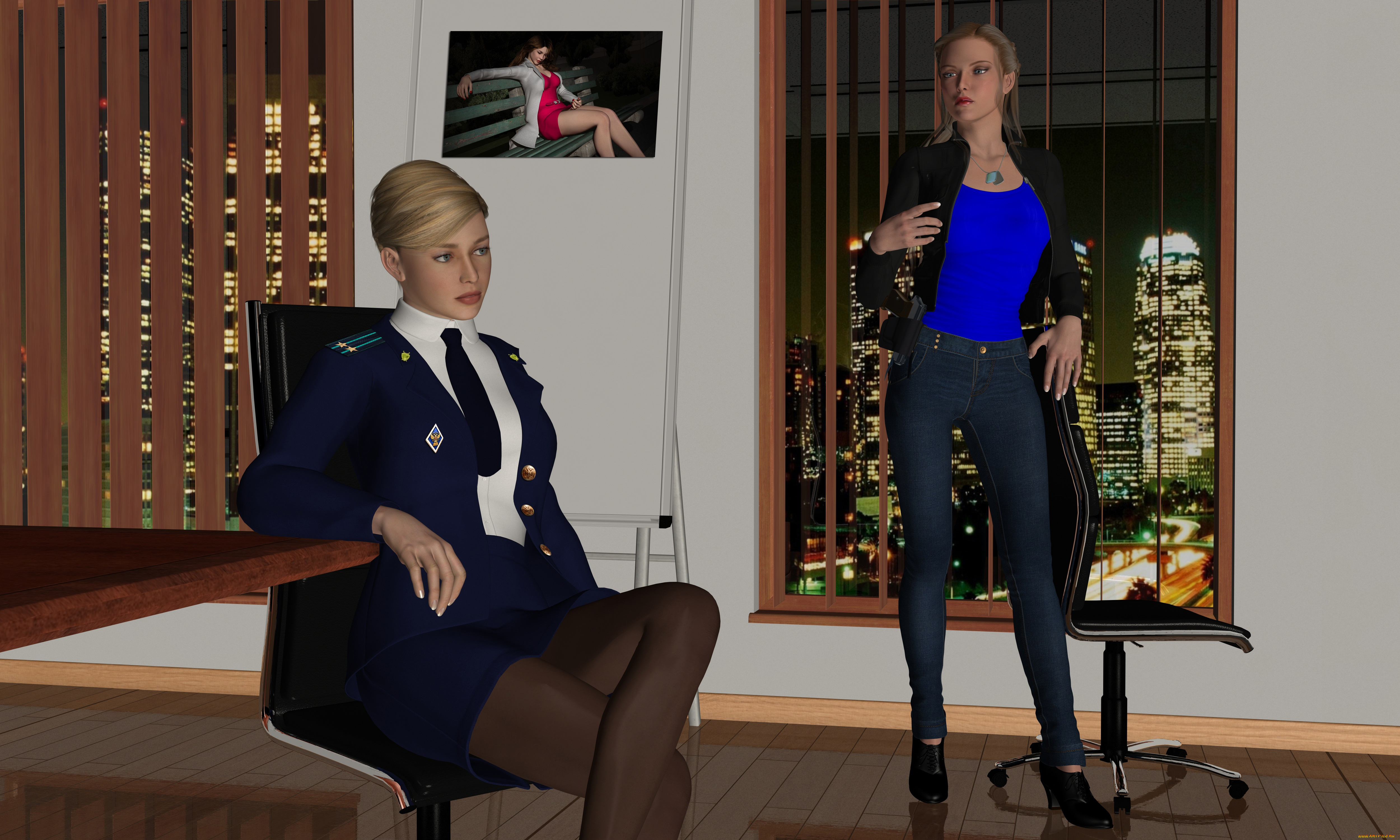 reporter, 3д, графика, люди, , people, девушки, допрос, прокурор