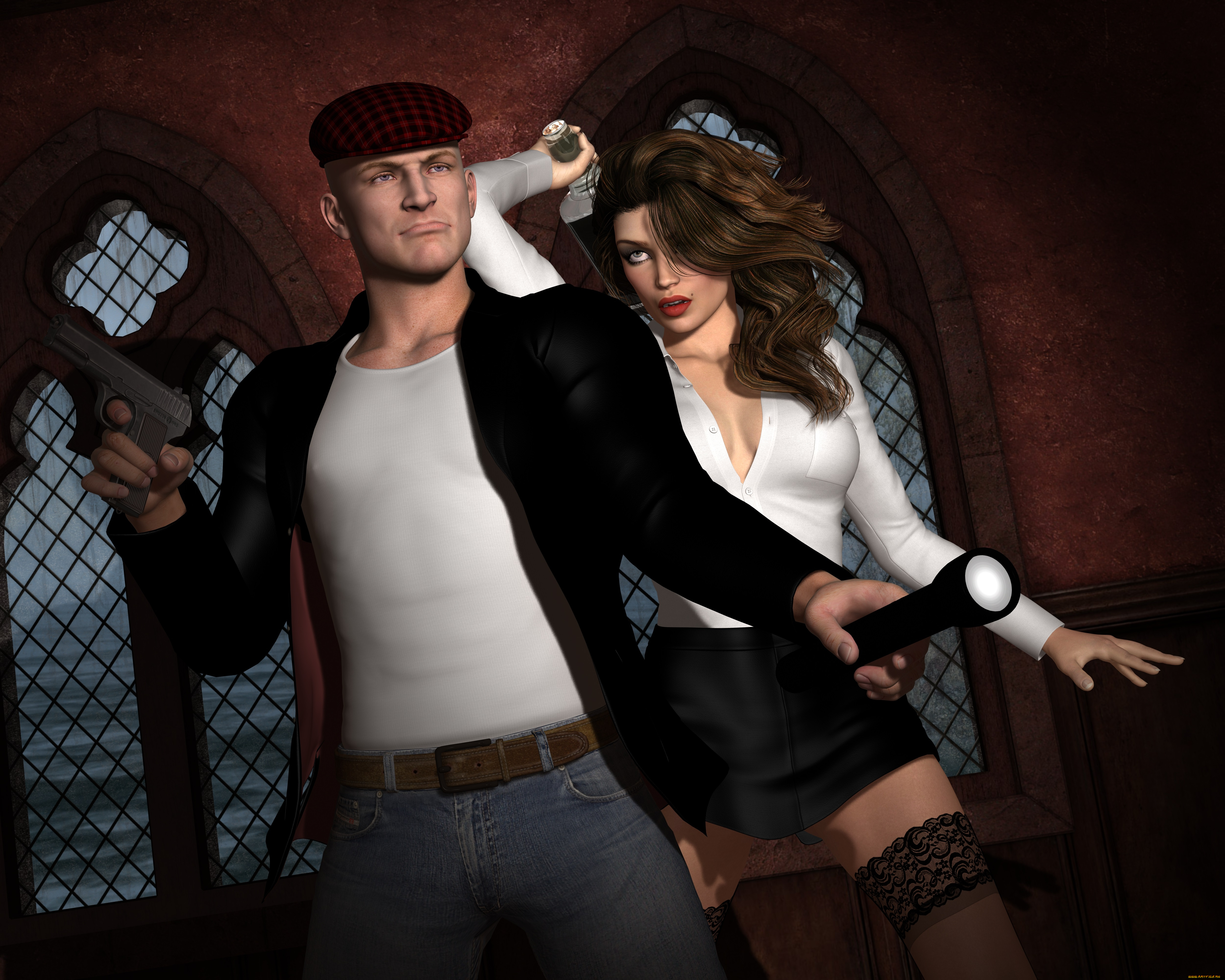 reporter, 3д, графика, люди, , people, мужчина, девушка