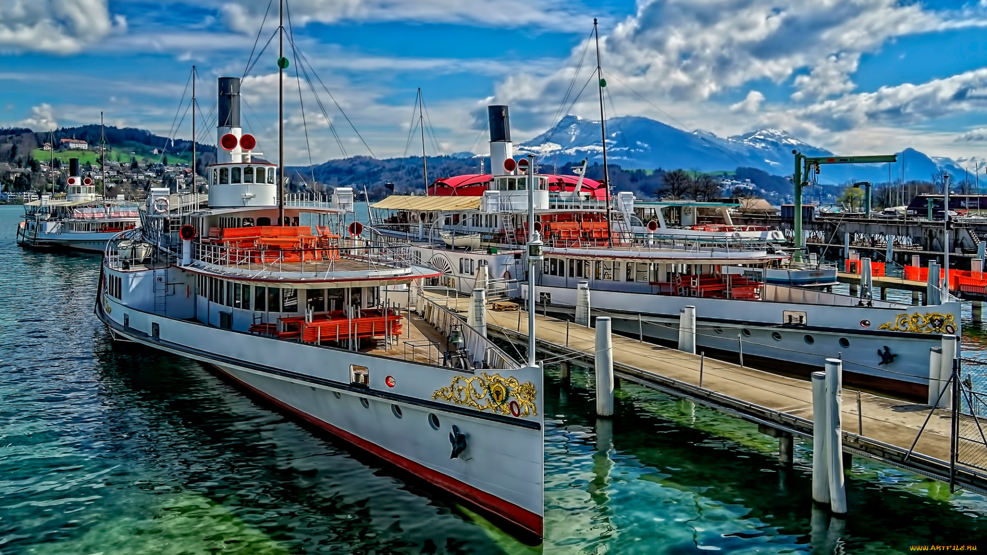 корабли, пароходы, пароход, пристань