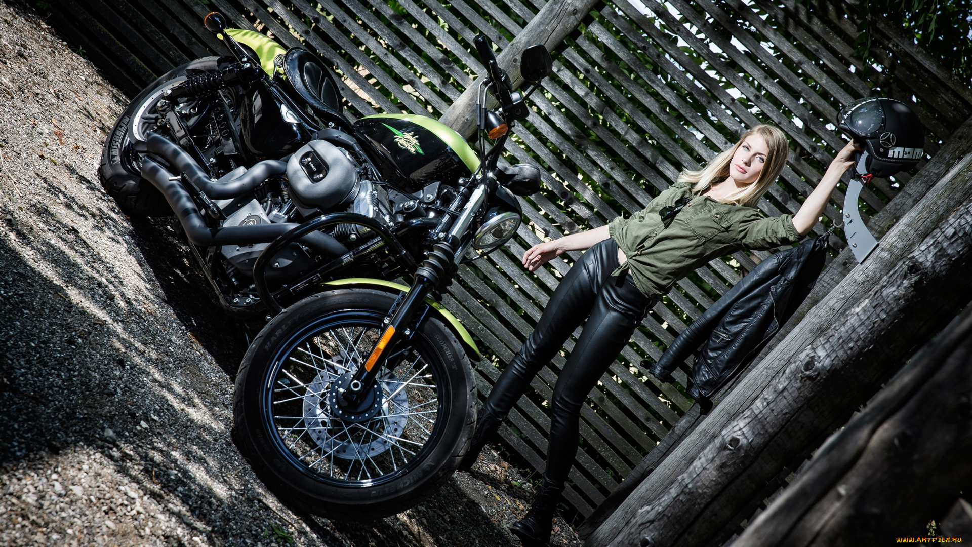 мотоциклы, мото, с, девушкой, девушка, мотоцикл, фон