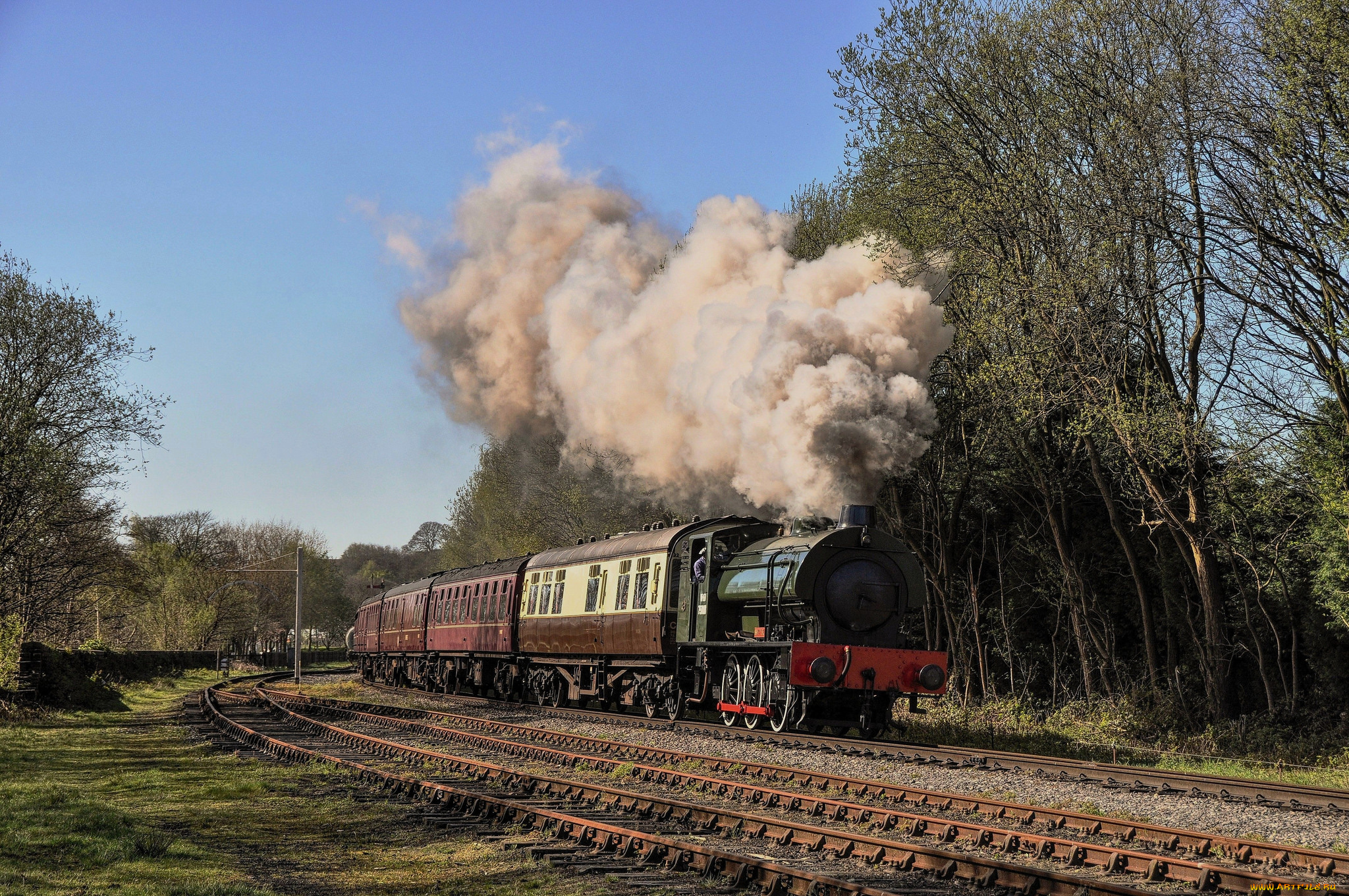 техника, паровозы, паровоз, железная, дорога, рельсы