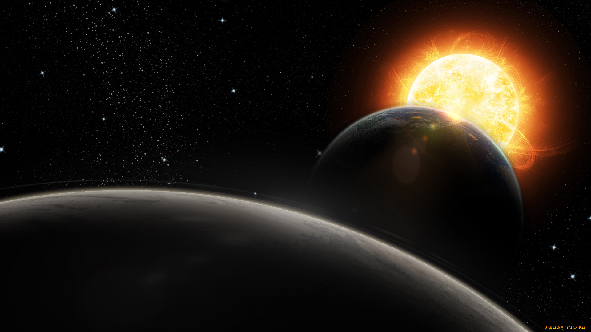 космос, арт, звезды, планеты, галактика, вселенная