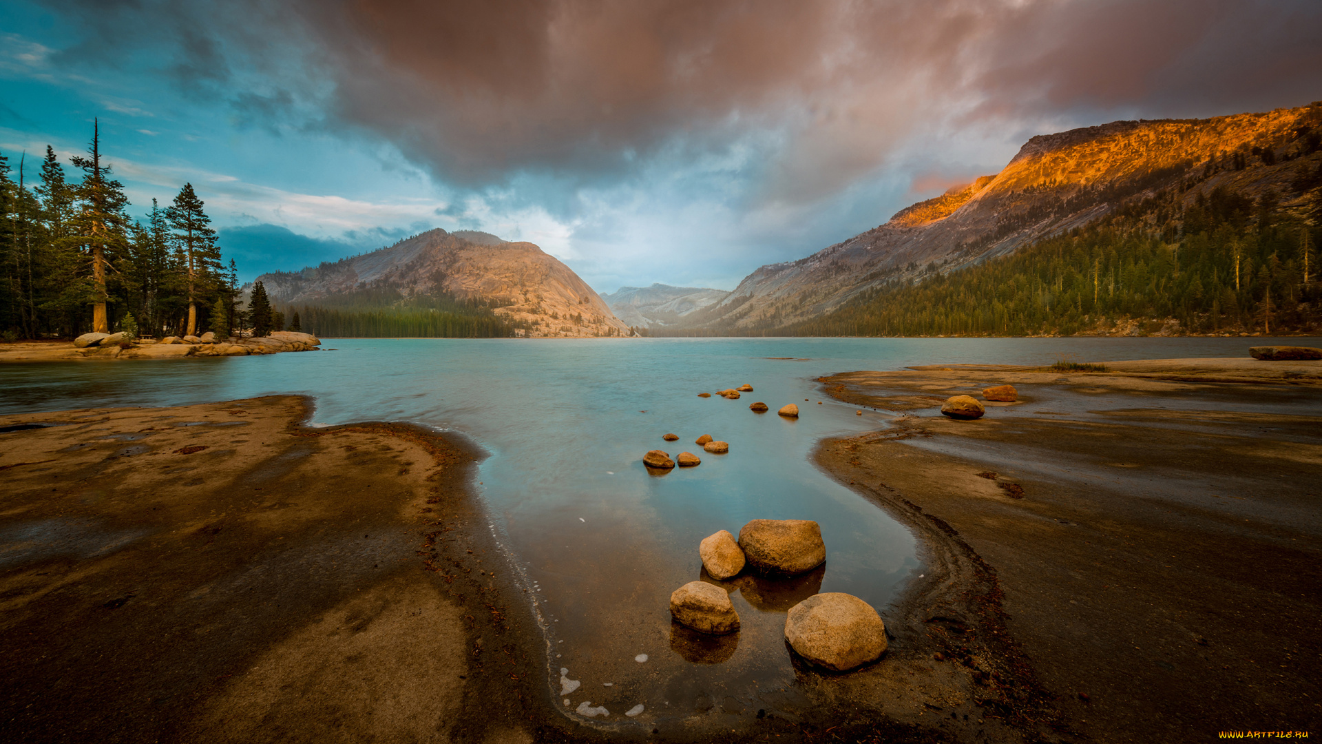 природа, реки, озера, горы, лес, закат