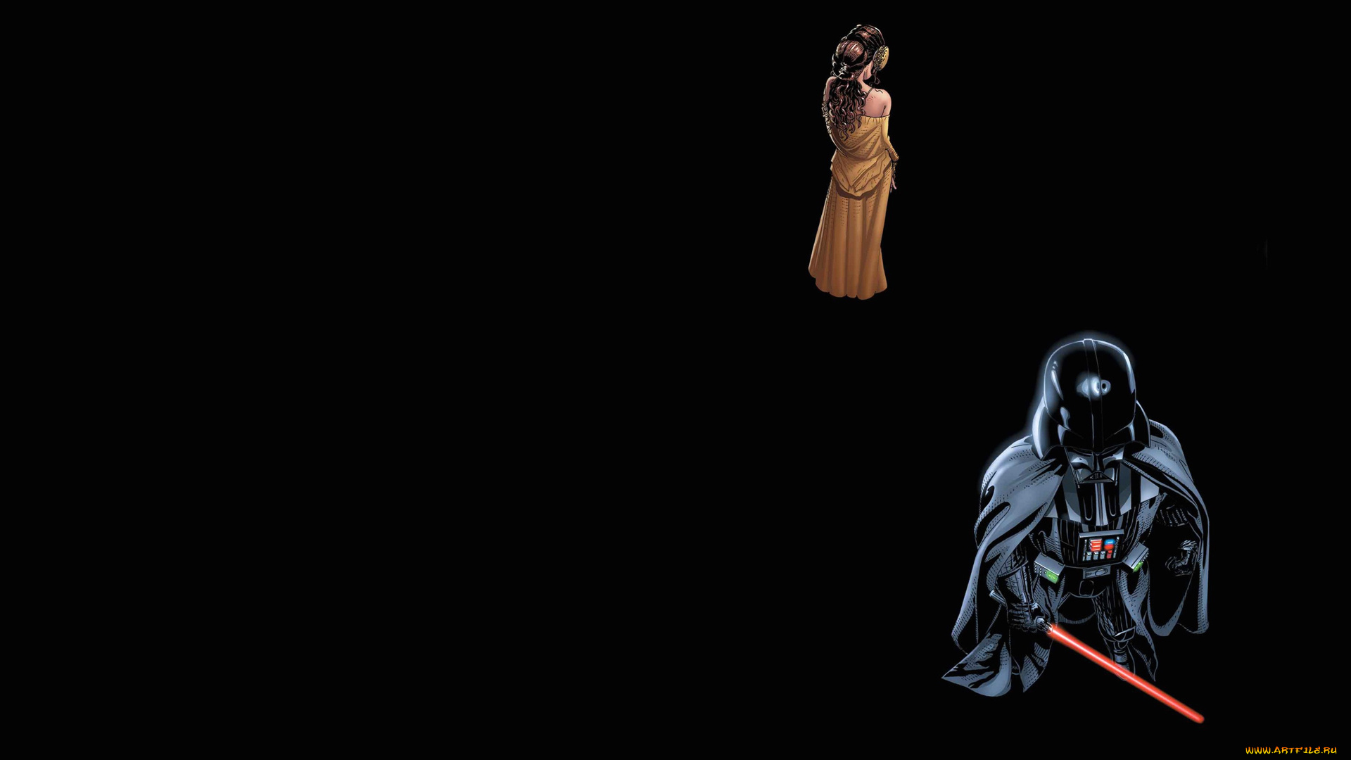 рисованное, минимализм, лея, органа-соло, дарт, вейдер