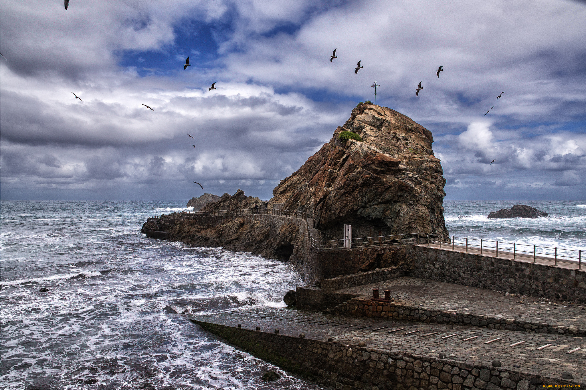 природа, побережье, море, берег