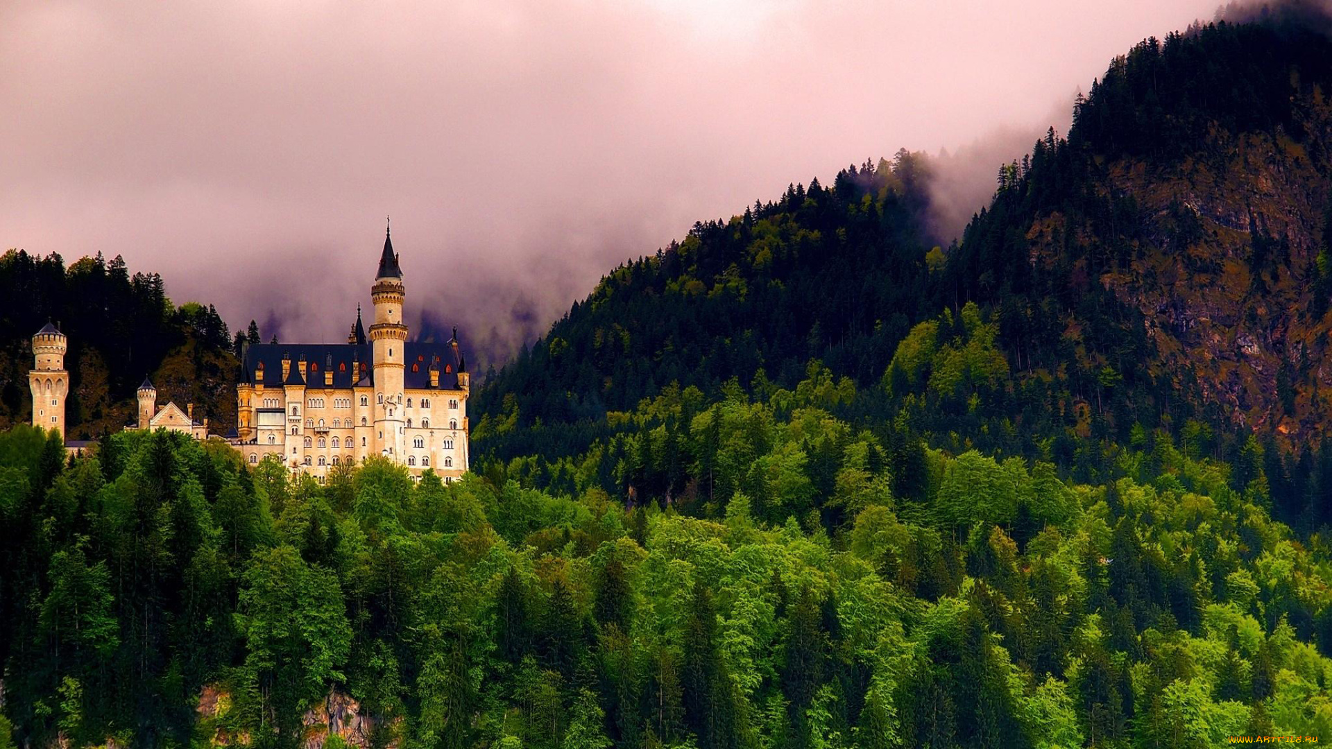 города, замок, нойшванштайн, , германия, neuschwanstein, castle