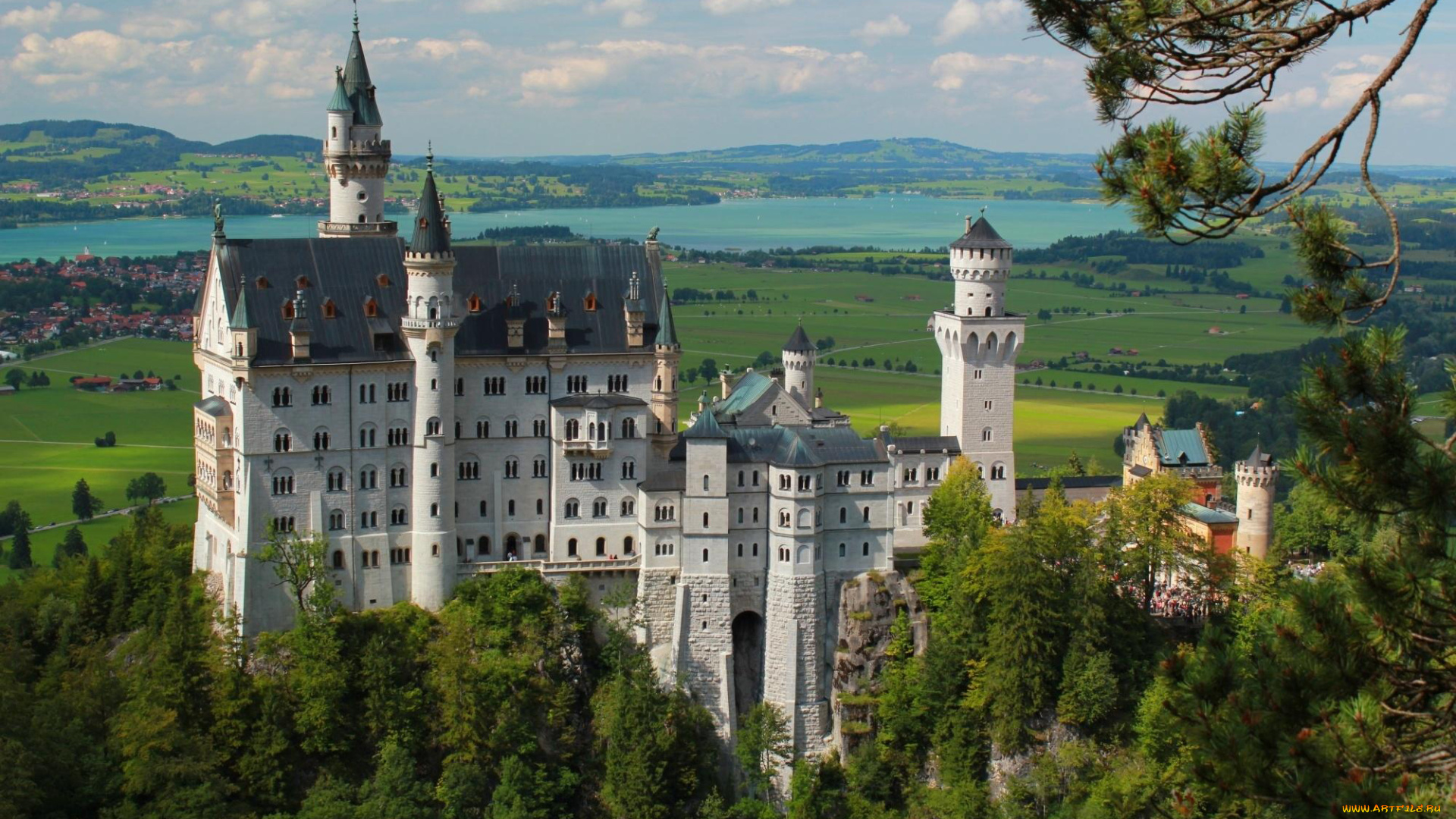 города, замок, нойшванштайн, , германия, neuschwanstein, castle