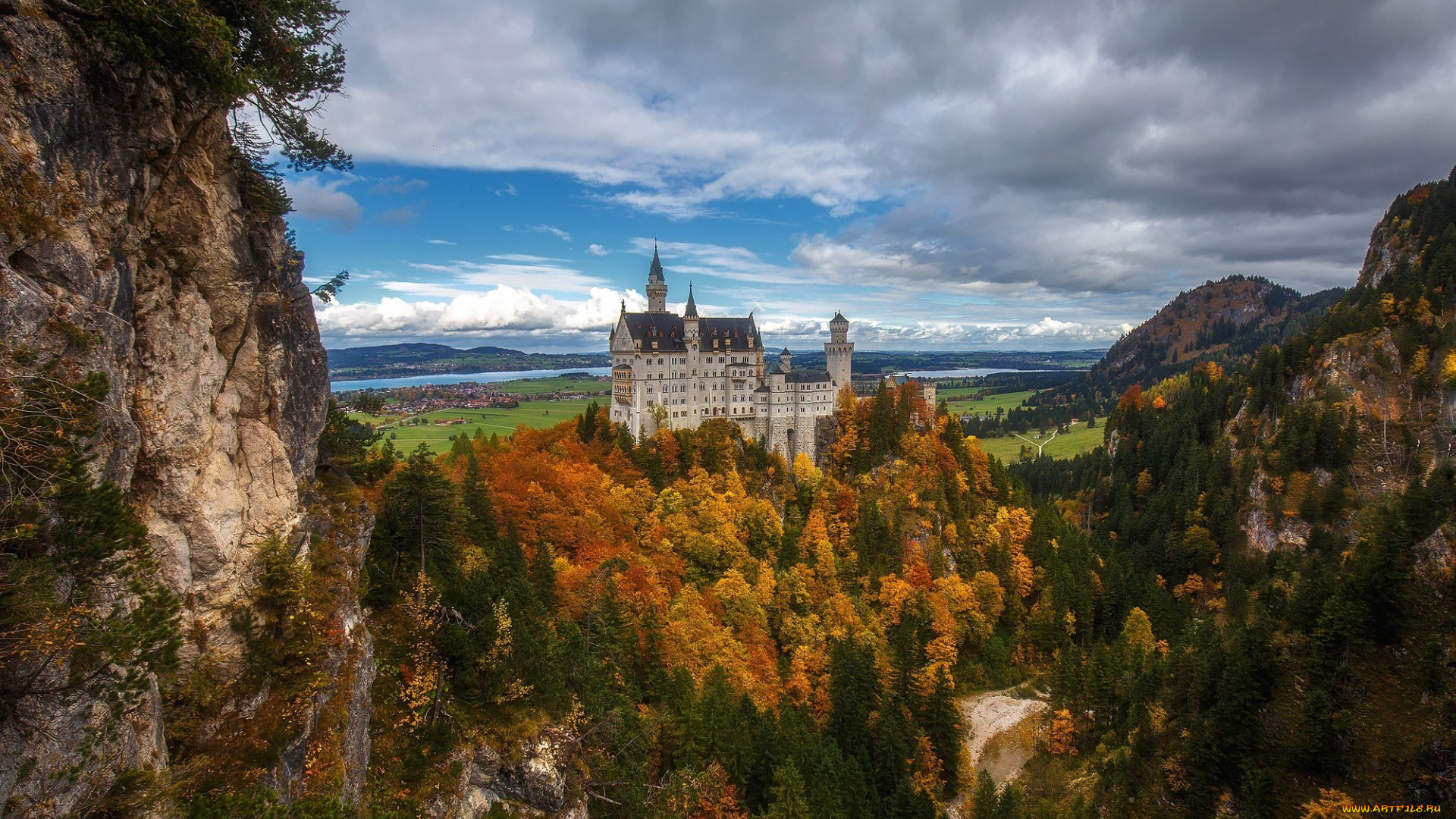 города, замок, нойшванштайн, , германия, neuschwanstein, castle