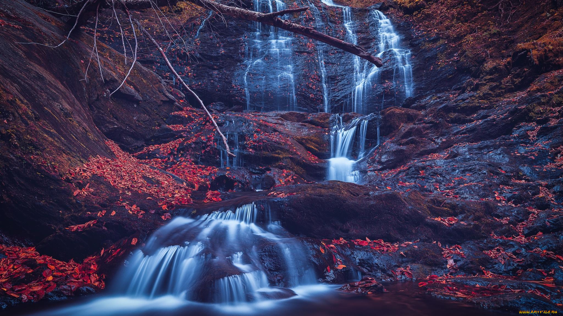 природа, водопады, водопад, скалы, осень, пейзаж