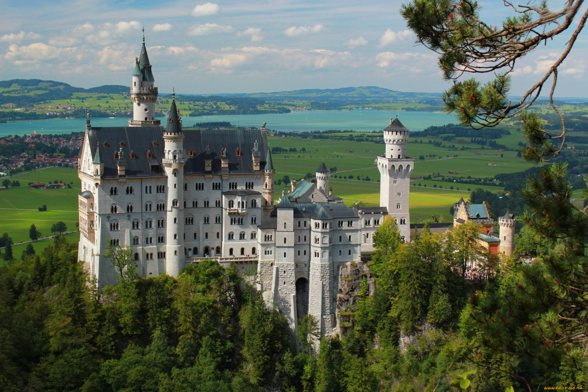 города, замок, нойшванштайн, , германия, neuschwanstein, castle