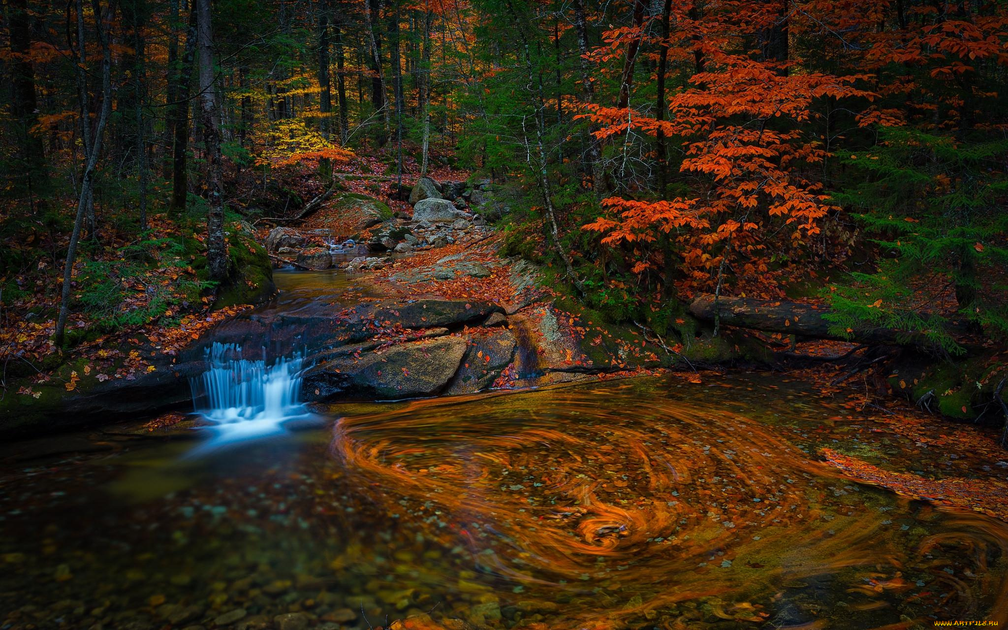 природа, водопады, водопад, скалы, пейзаж, осень