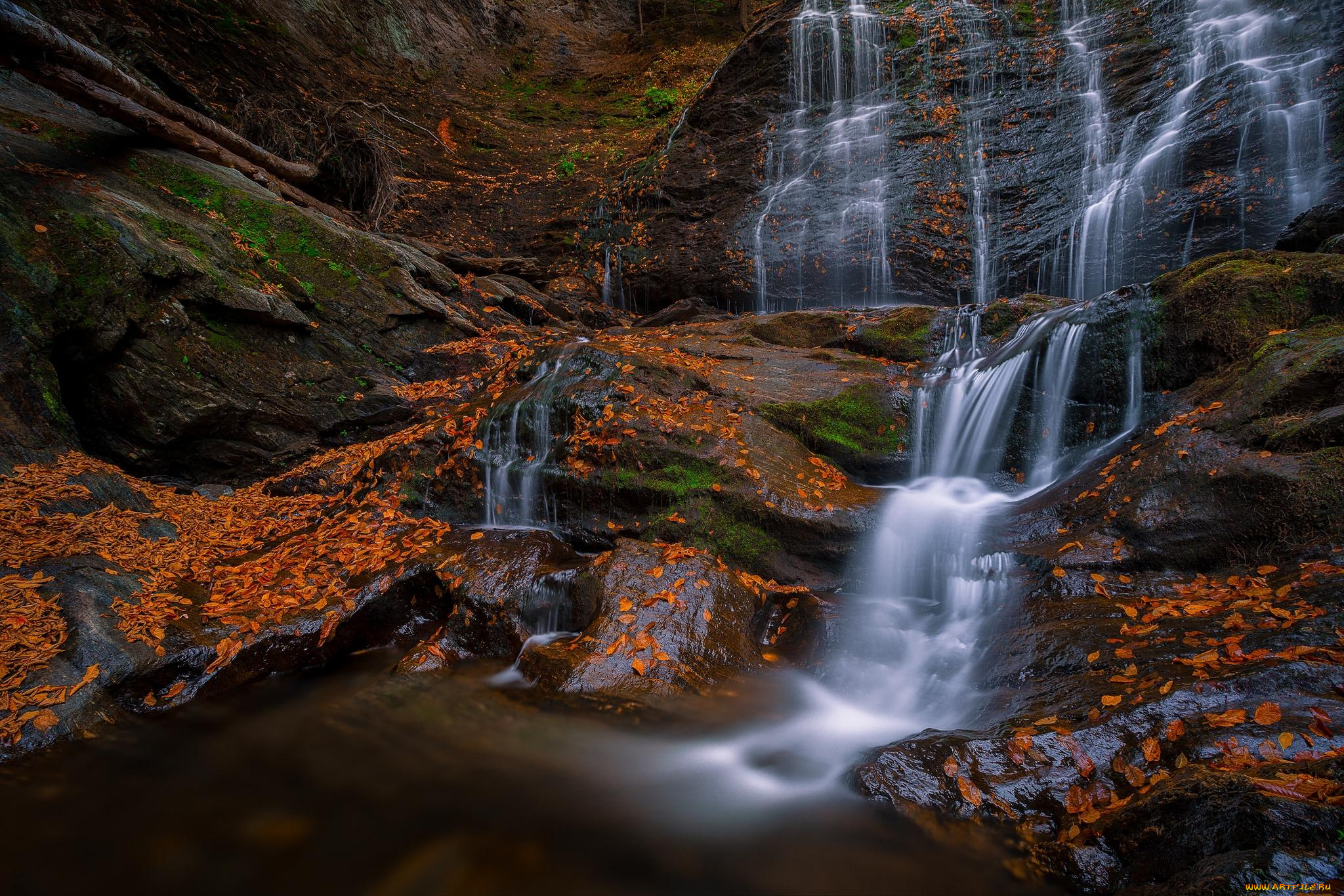 природа, водопады, водопад, скалы, осень, пейзаж