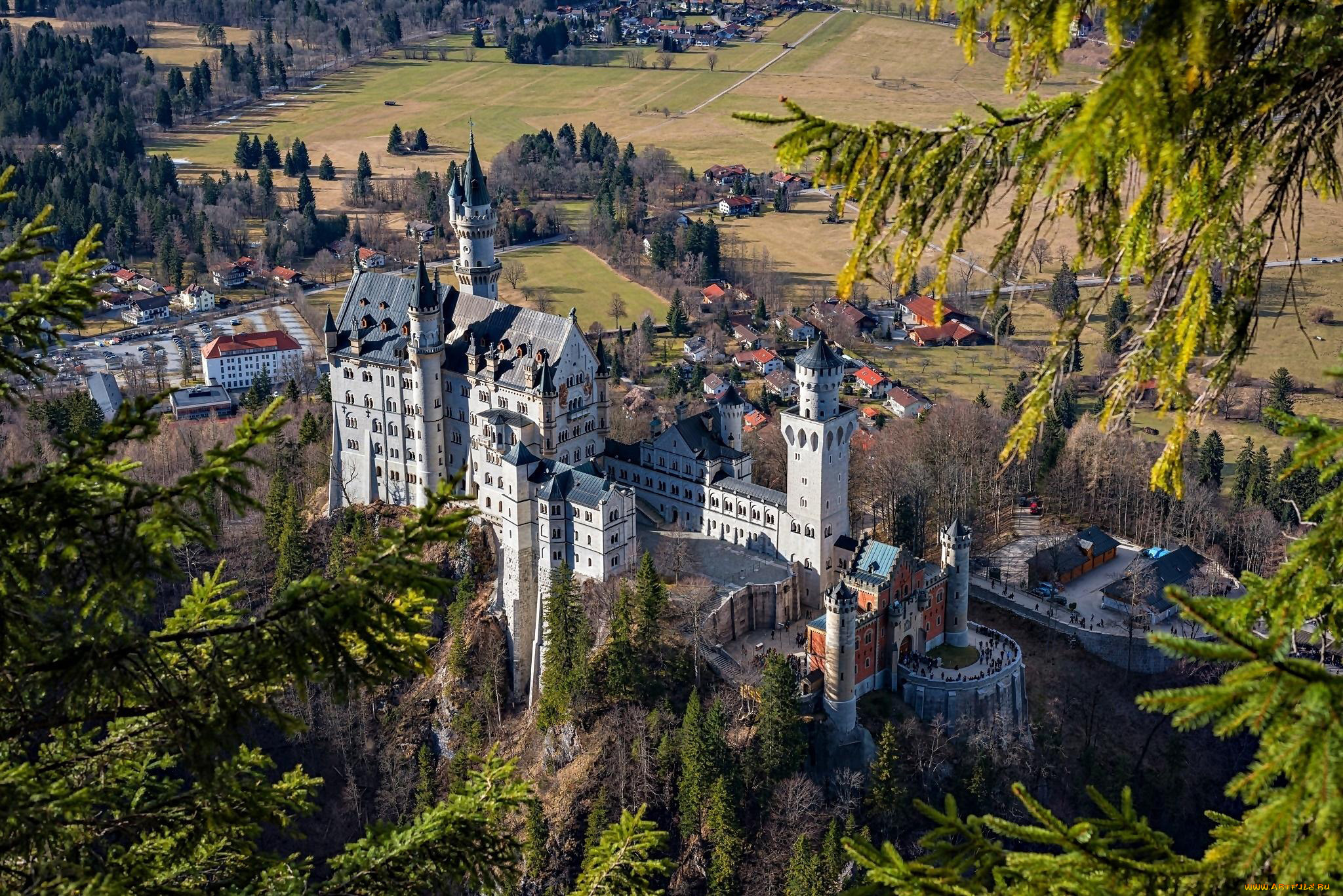 города, замок, нойшванштайн, , германия, neuschwanstein, castle