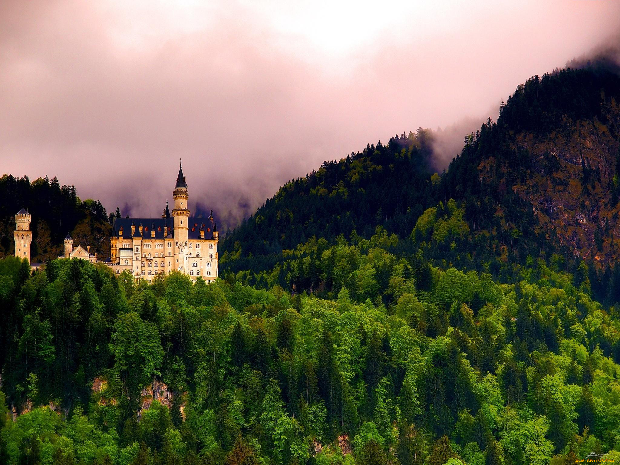 города, замок, нойшванштайн, , германия, neuschwanstein, castle