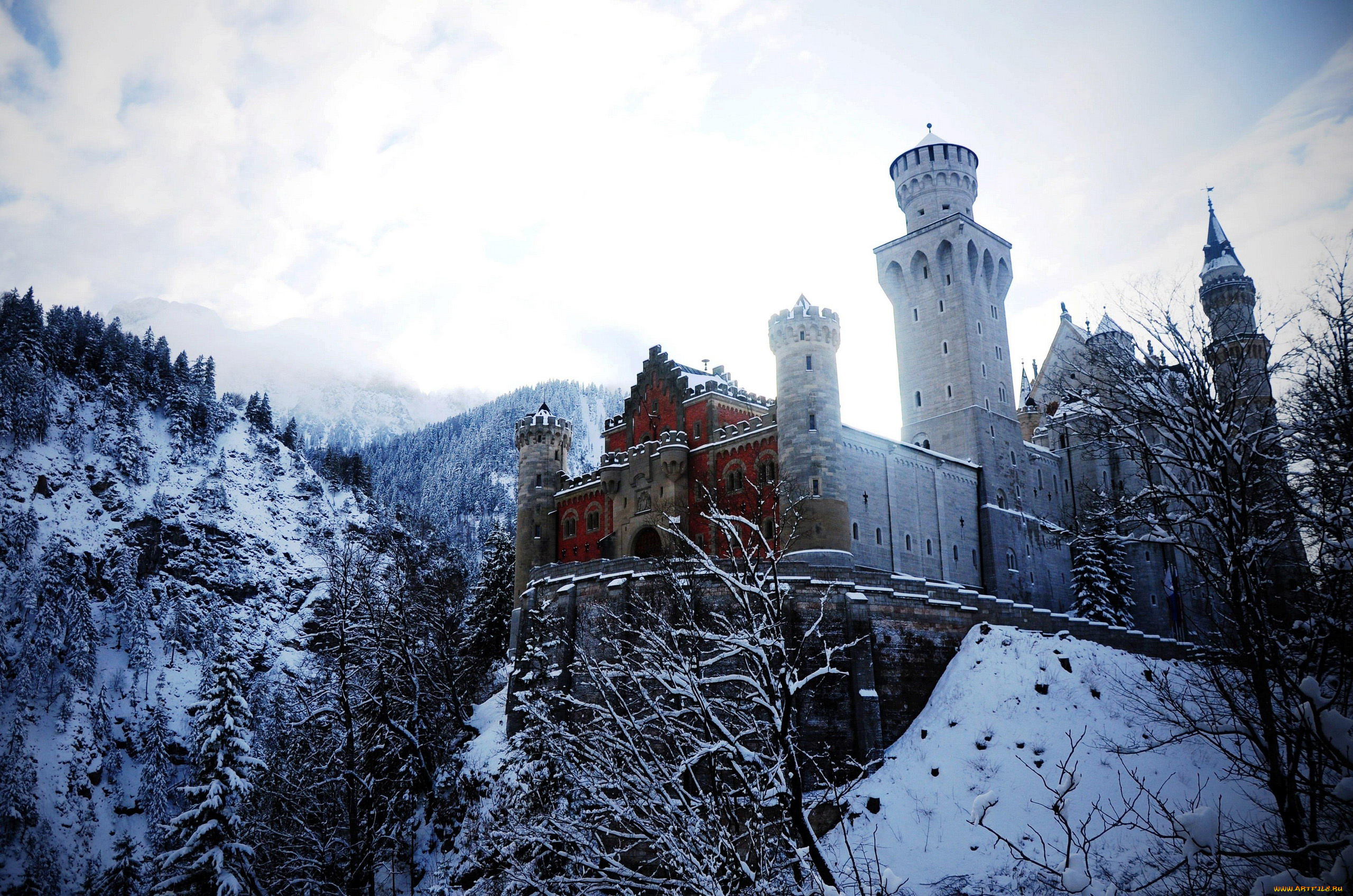 города, замок, нойшванштайн, , германия, neuschwanstein, castle